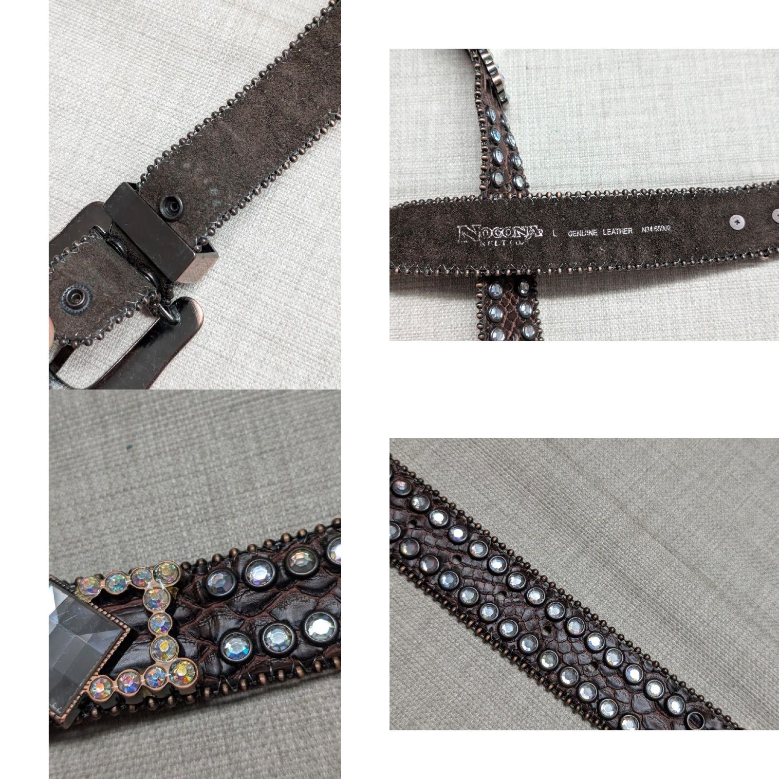 Vintage VINTAGE NOCONA belt Western Studded Rhinestone 38 Brown Leather Cowboys Rodeo Belt Mens Size 38 - 8 Thumbnail