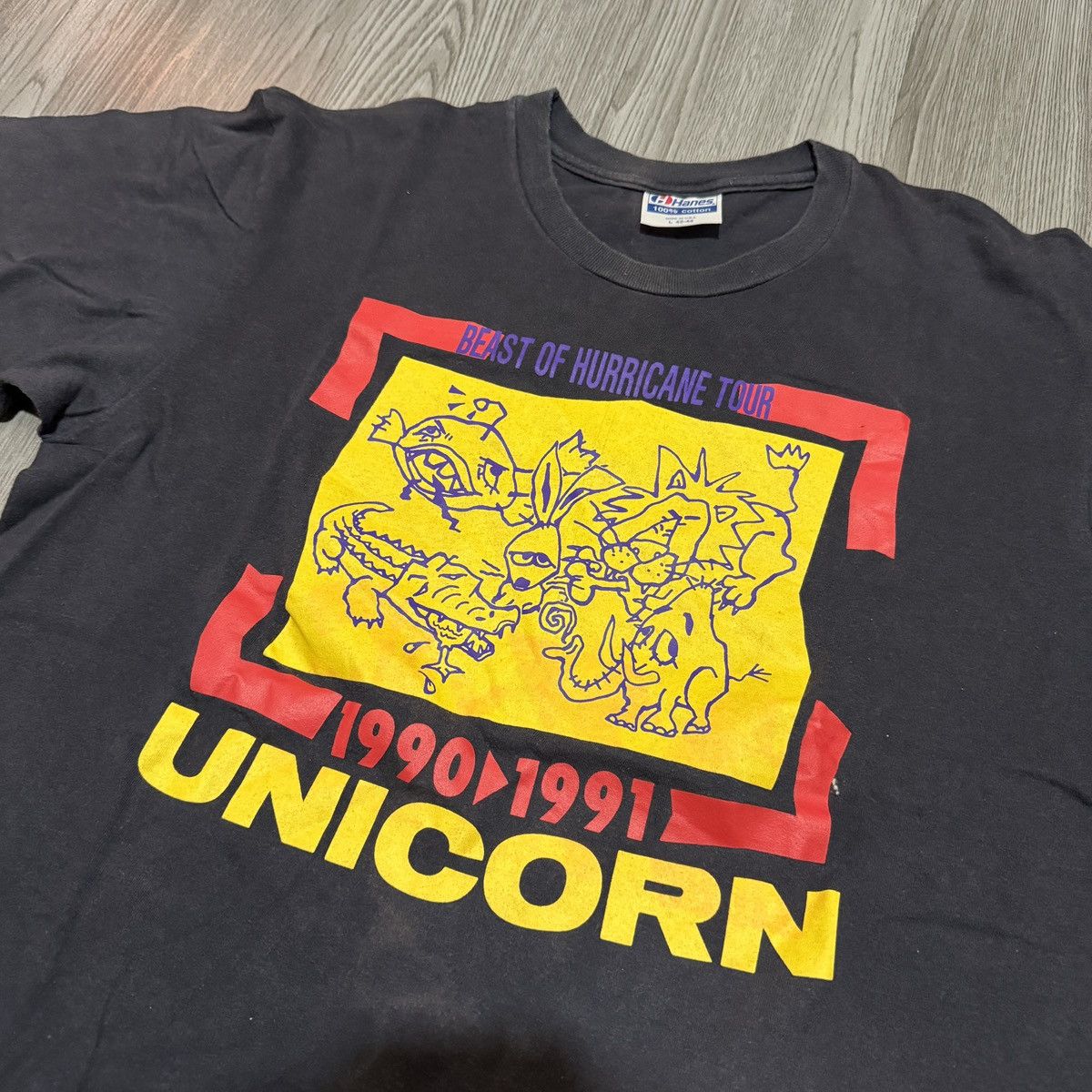 Band Tees × Vintage Vtg Band Tees Unicorn Beast of Hurricane Tour 90/91 Size US L / EU 52-54 / 3 - 2 Thumbnail