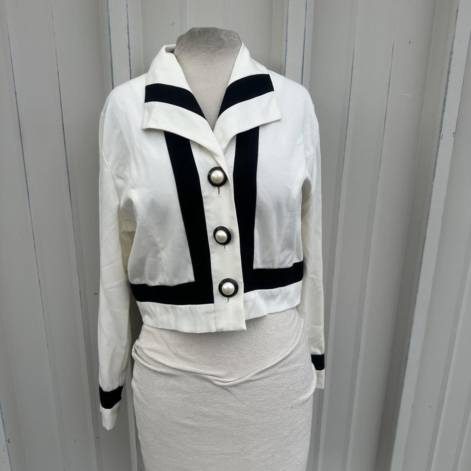 Other White and black vintage 1960s zip-up jacket #retrofashion Size S / US 4 / IT 40 - 1 Thumbnail