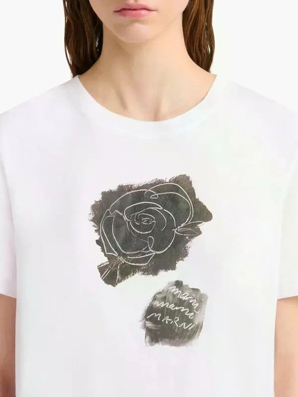 Marni o1w1db10426 Cotton T-Shirt in White Size S / US 4 / IT 40 - 4 Thumbnail