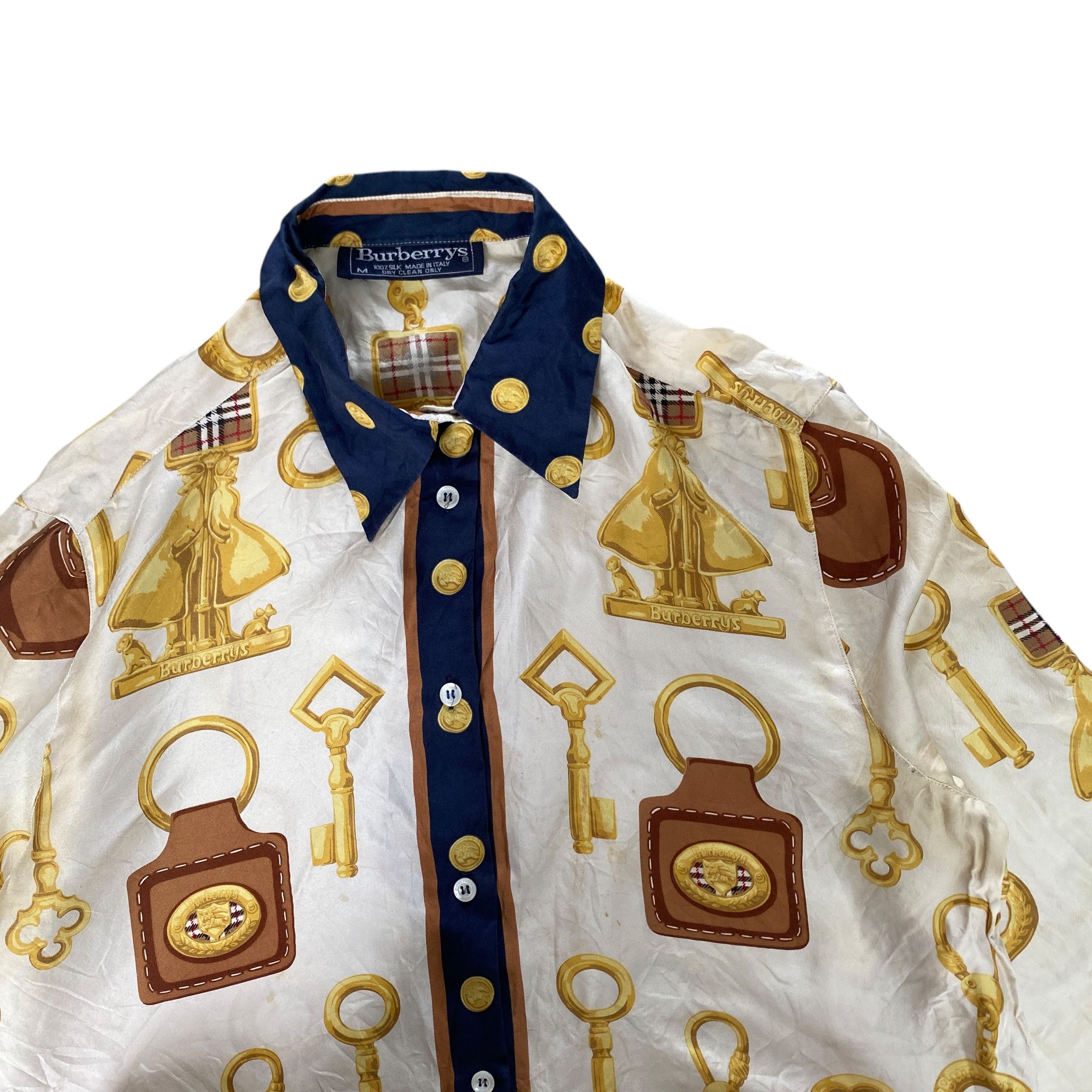 Burberry × Vintage Vintage Burberrys Silk Full Print Shirts Size M / US 6-8 / IT 42-44 - 2 Thumbnail