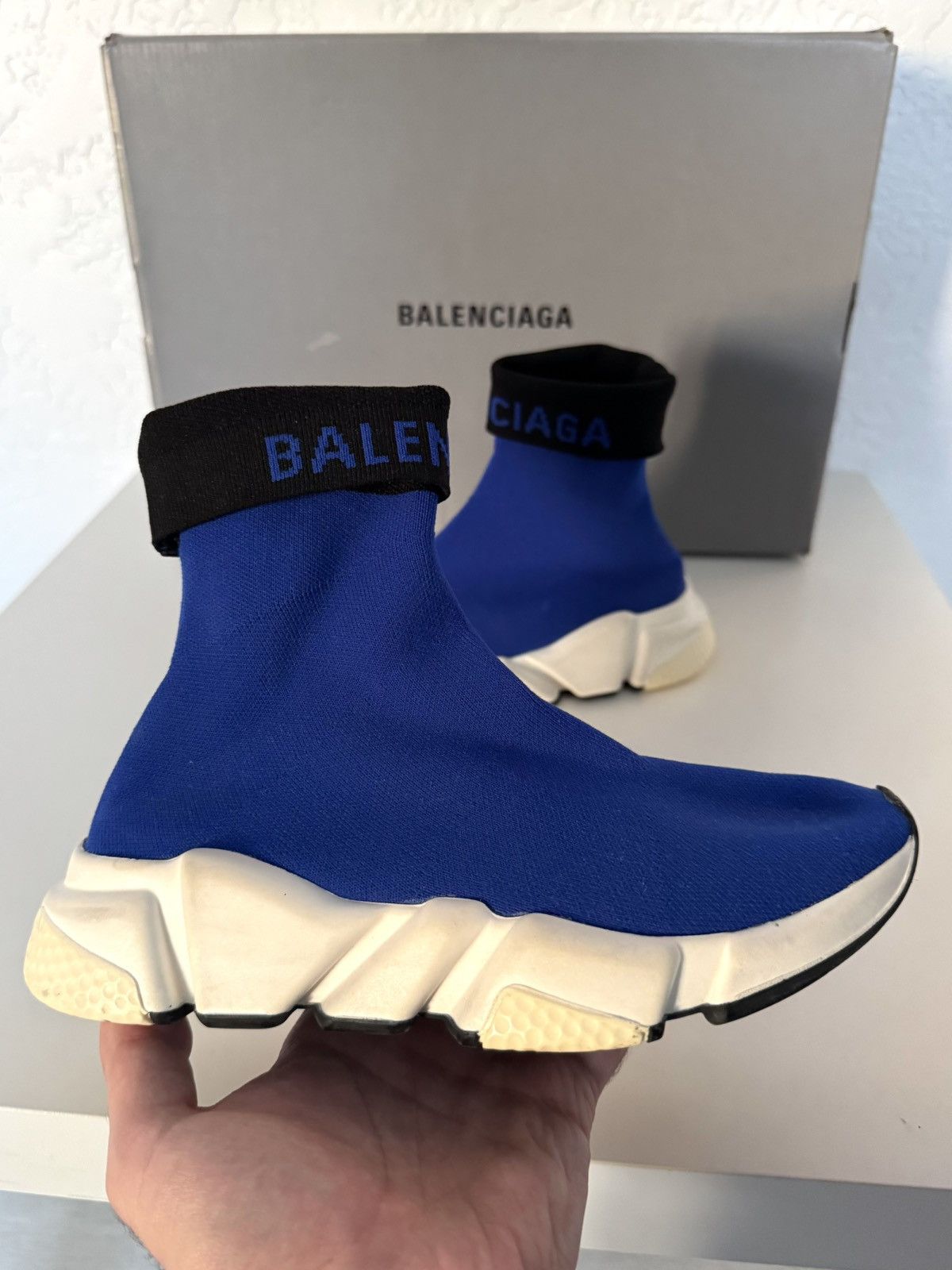 Balenciaga Streetwear Vintage BALENCIAGA BLUE SPEED TRAINER SOCK SNEAKERS Grailed