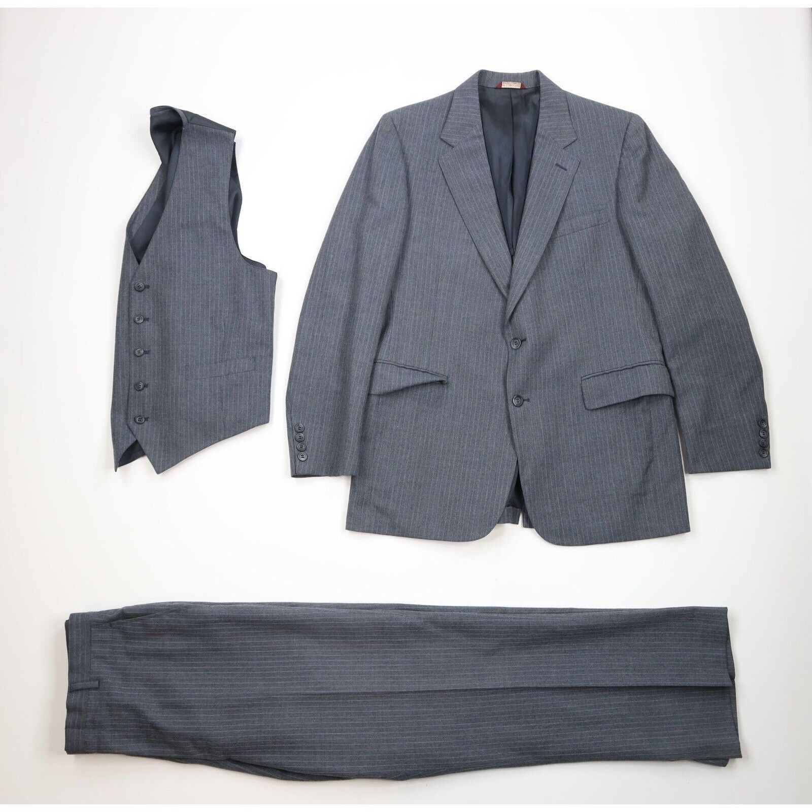 Vintage Vintage 70s 3 Piece Wool Suit Bell Bottoms Striped Size 42R - 1 Thumbnail