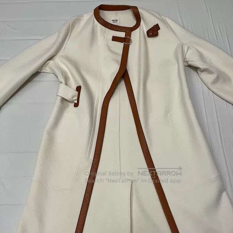 Hermes Hermes White cashmere mid-length coat Size XXS / US 00 / IT 34 - 1 Thumbnail