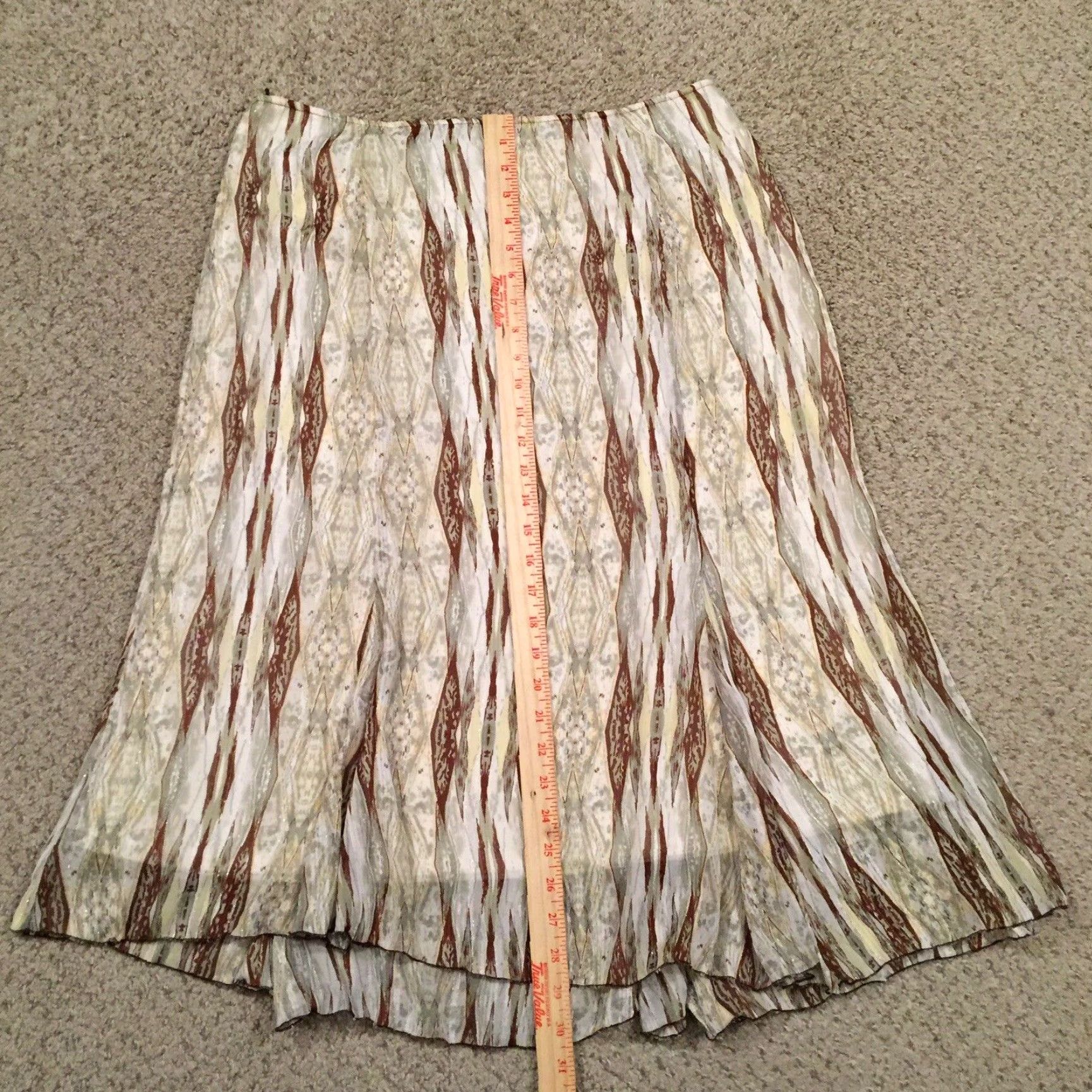 Vintage Dressbarn Skirt A-Line Midi Lined Brown Geometric Polyester Dressbarn Women Adult Regular Size L Size 36" / US 14 / IT 50 - 4 Thumbnail