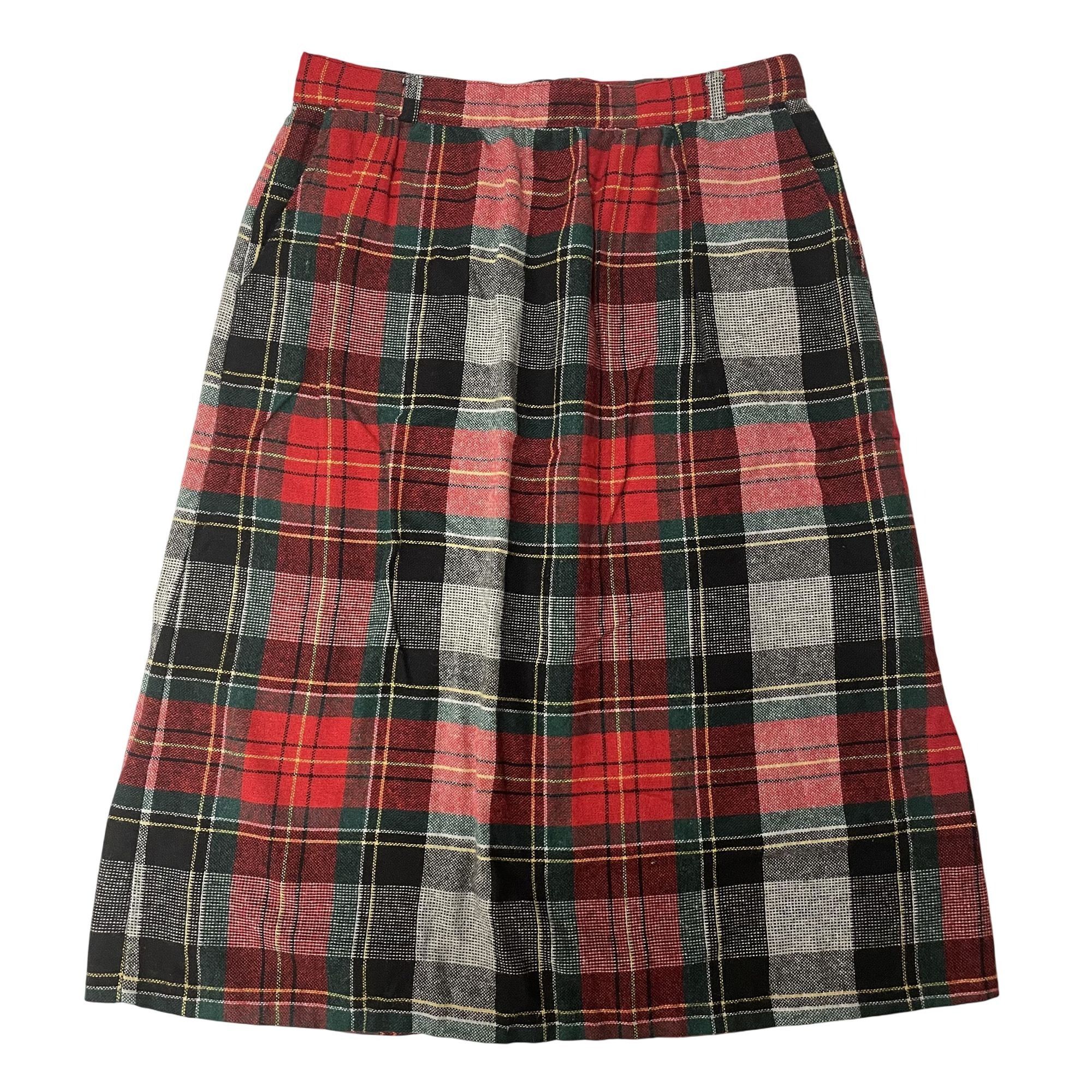 Other Vtg PLAID Thick Wool Tweed MoD Preppy Christmas Skirt Size 30" / US 8 / IT 44 - 1 Thumbnail