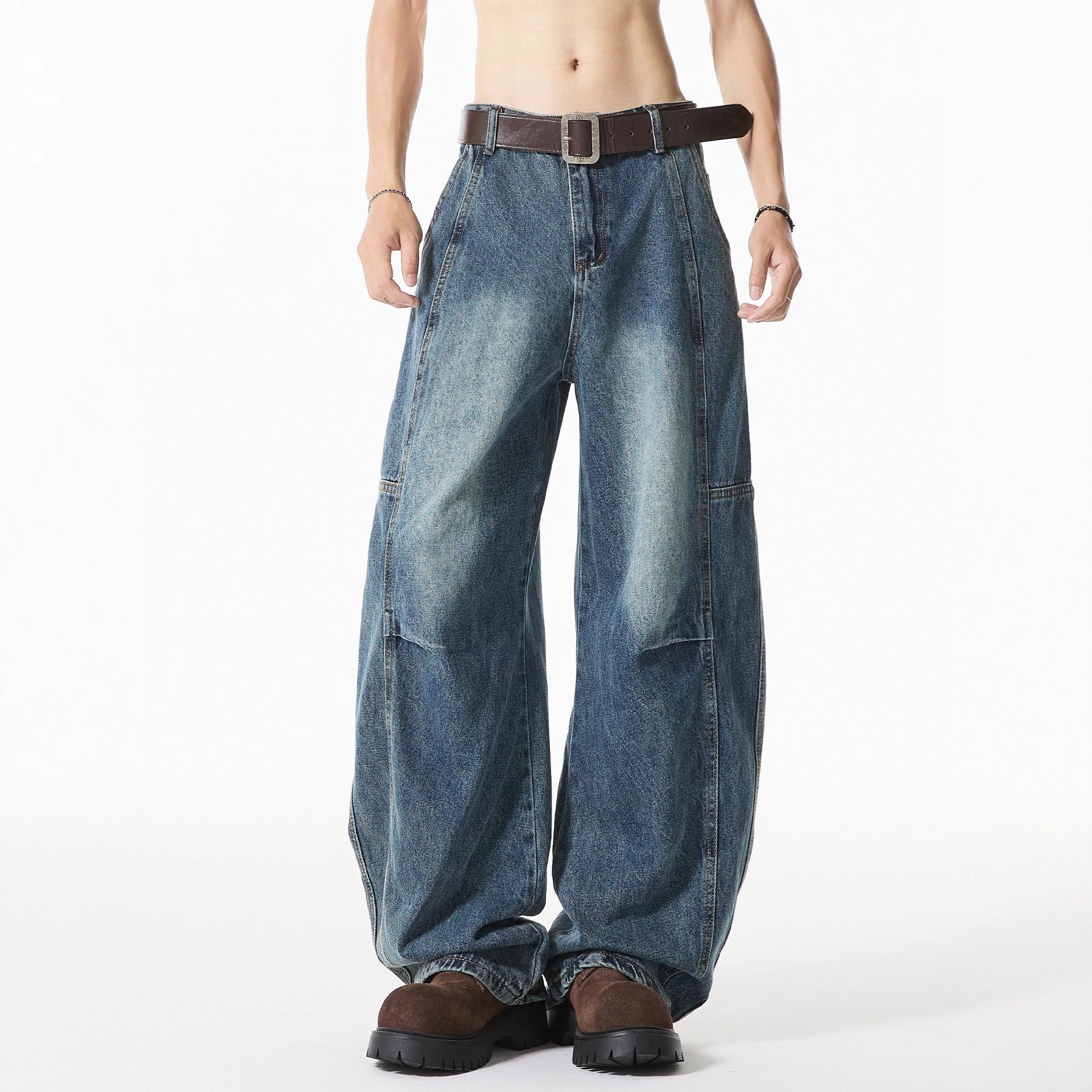 Japanese Brand American retro blue loose straight-leg scimitar jeans Size US 32 / EU 48 - 1 Thumbnail