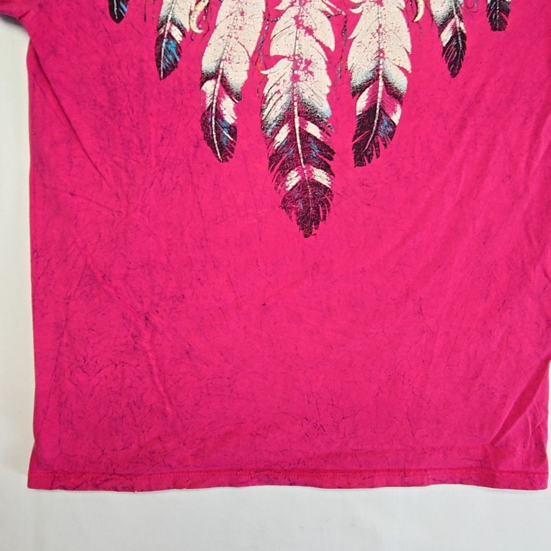Jerzees Vintage Feathers Shirt Pink Native American Print L Tee Size US L / EU 52-54 / 3 - 3 Thumbnail