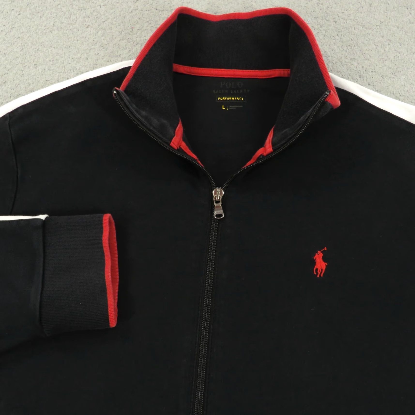 Polo Ralph Lauren Polo Ralph Lauren Jacket Mens Large Performance Full Zip Black Red Pony Sweater Size US L / EU 52-54 / 3 - 4 Thumbnail