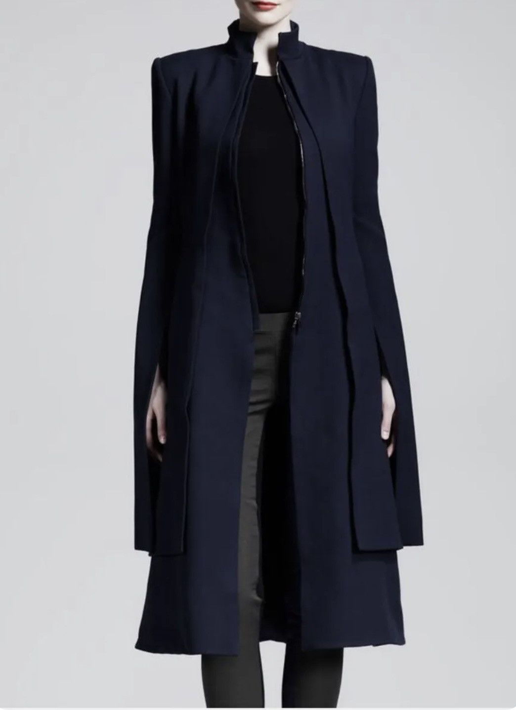 image of Avant Garde x Gareth Pugh Blue Women's Wool Coat Runway Midi A8G in Navy (Size Small)