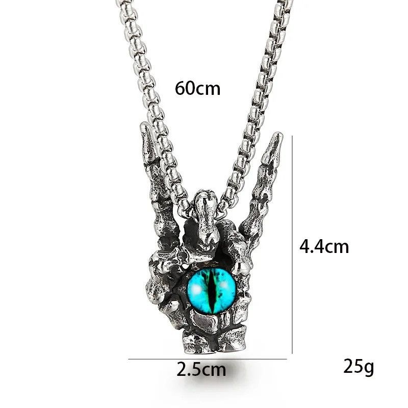 Jewelry Gothic Blue Devil Eyes Friendly Gesture Pendant Necklace Size ONE SIZE - 4 Thumbnail