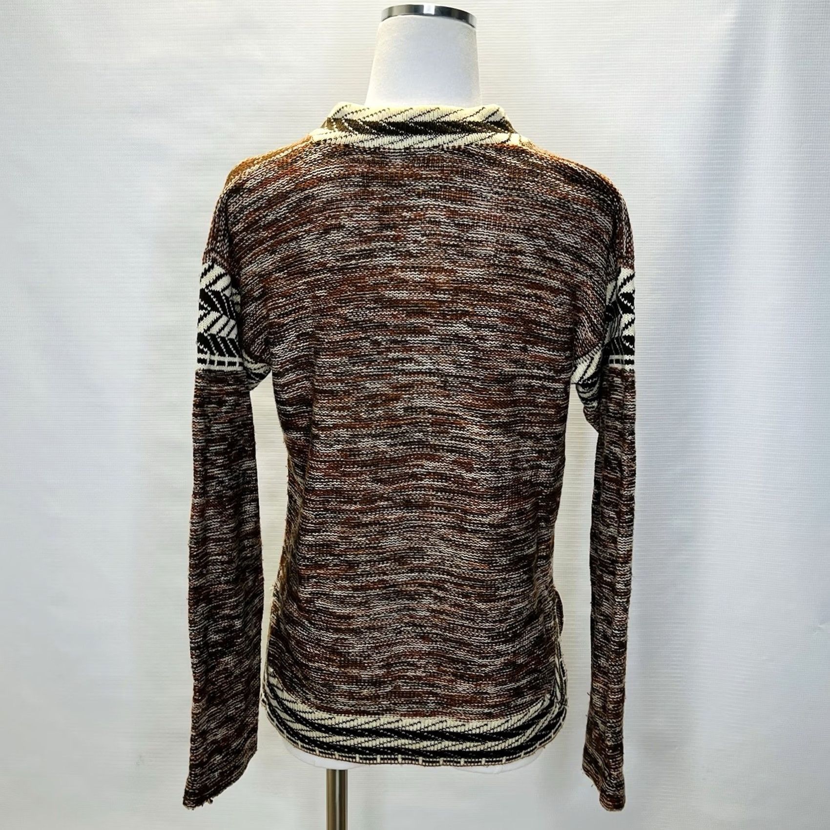 Vintage VINTAGE Kennington Sweater Womens Small Brown Cream Acrylic Pullover Aztec 80s Size S / US 4 / IT 40 - 3 Thumbnail
