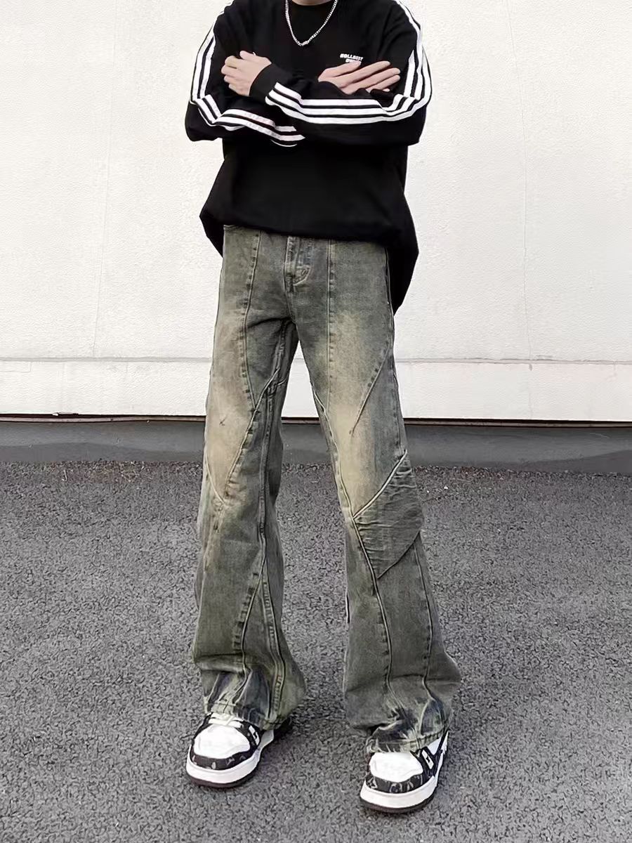 Designer × Jean × Vintage High Street Vintage Washed Spliced Micro Flare Jeans Size US 34 / EU 50 - 2 Thumbnail