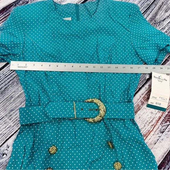 Vintage Vintage 90’s Teal Polka Dot Belted Dress “Blondie and Me” NW Size M / US 6-8 / IT 42-44 - 9 Thumbnail