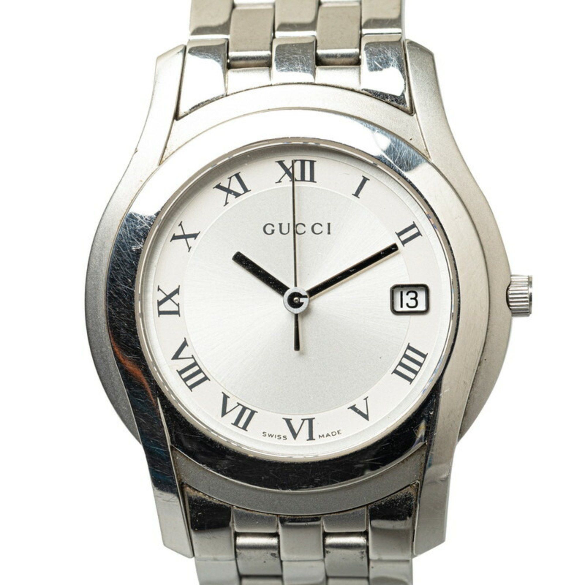 image of Gucci Watch 5500M Quartz White Dial Stainless Steel Men's Gucci