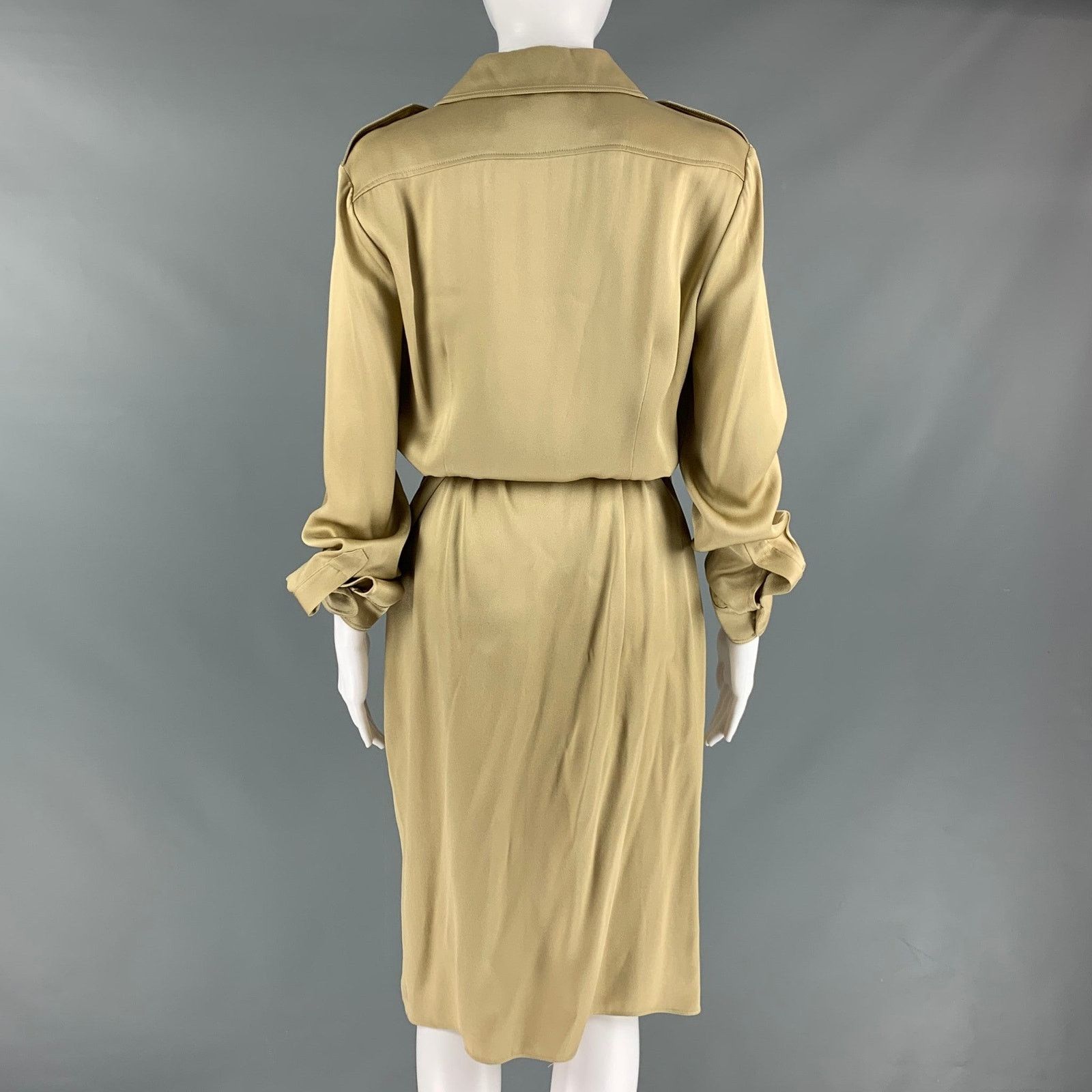 Ralph Lauren RALPH LAUREN Size 8 Gold Viscose Acetate Faux wrap Dress Size M / US 6-8 / IT 42-44 - 4 Thumbnail