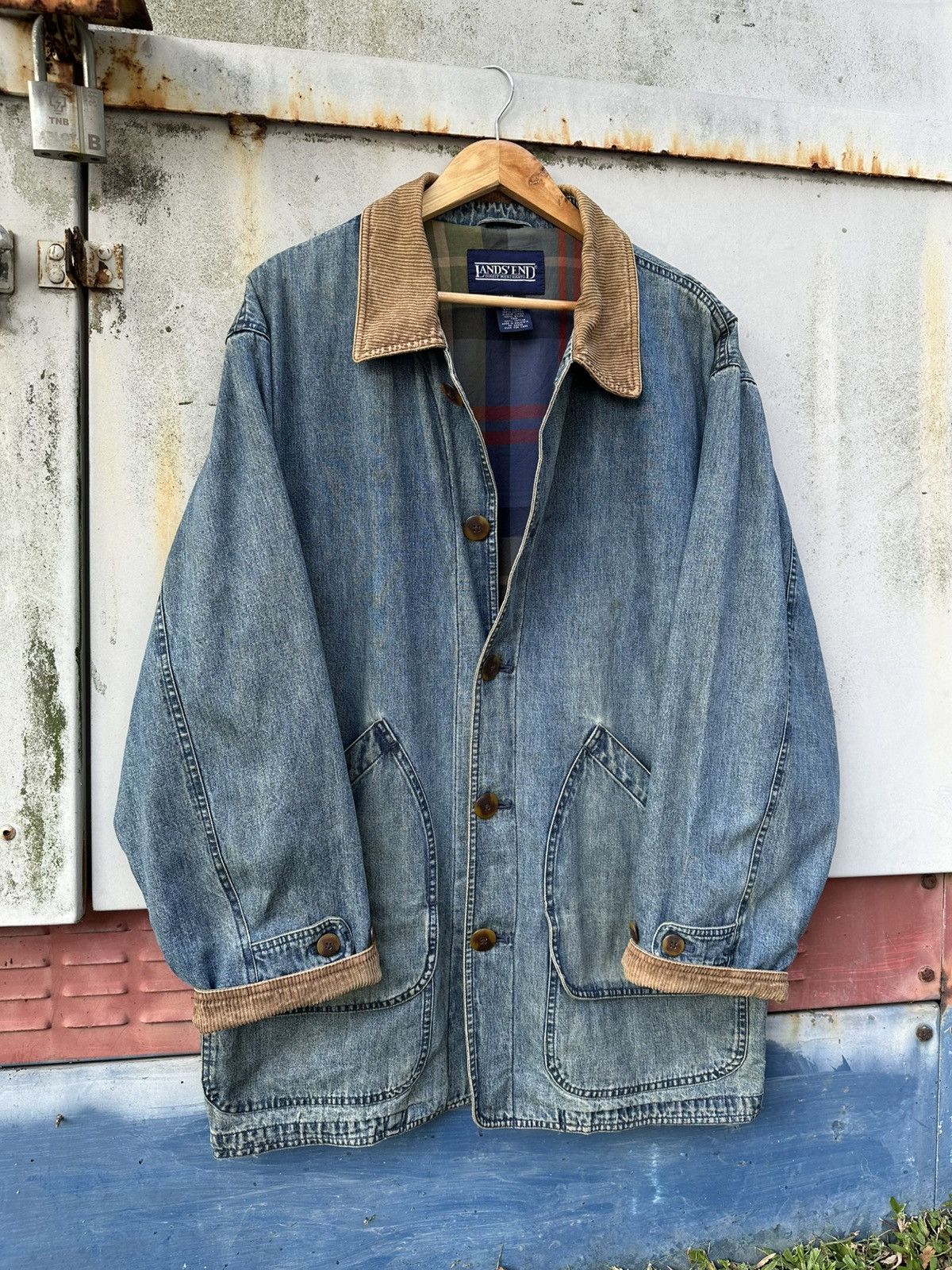 Vintage 👹Vintage Land’s End Chore Denim Jacket Size US XL / EU 56 / 4 - 5 Thumbnail