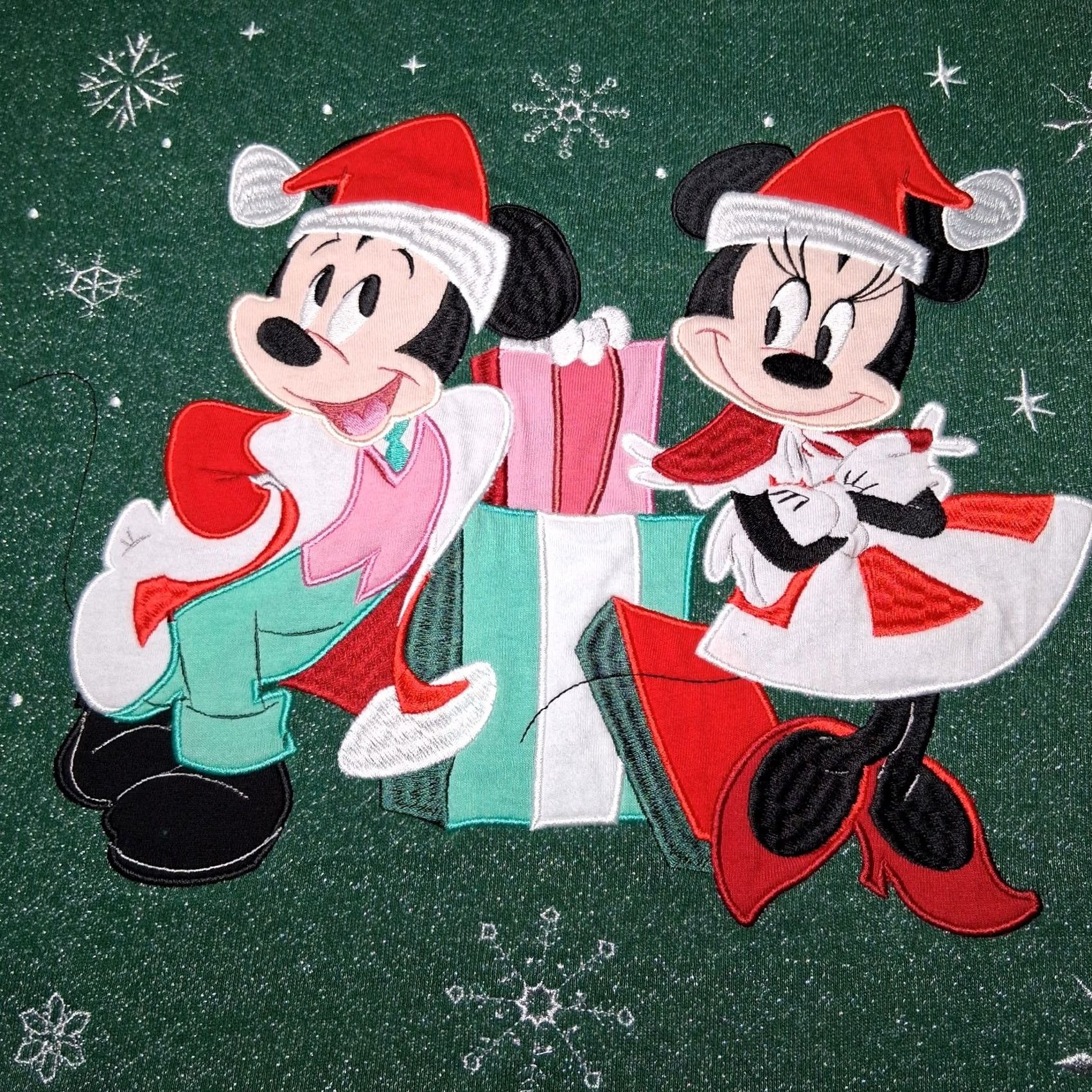 Vintage Disney Parks Authentic Glitter Mickey Minnie Sweatshirt Women Plus Size 3X Green Metallic Cotton Size XXL / US 16-18 / IT 52-54 - 7 Thumbnail