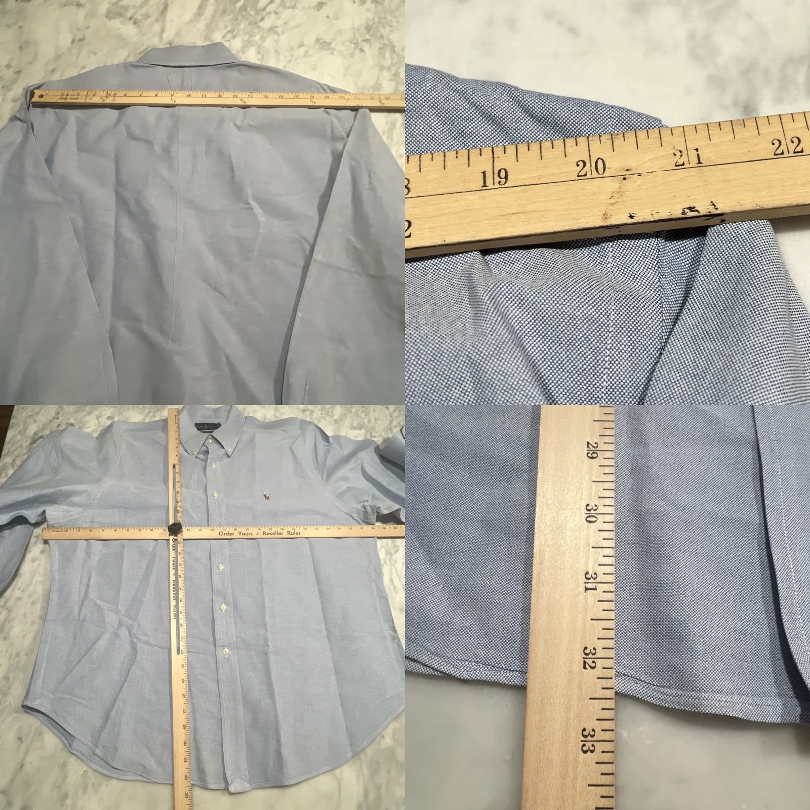 Ralph Lauren VINTAGE Ralph Lauren Button-Down Dress Shirt Men 18 34/35 Blue Cotton Pony Logo Classic Preppy Mens Size 48R - 8 Thumbnail