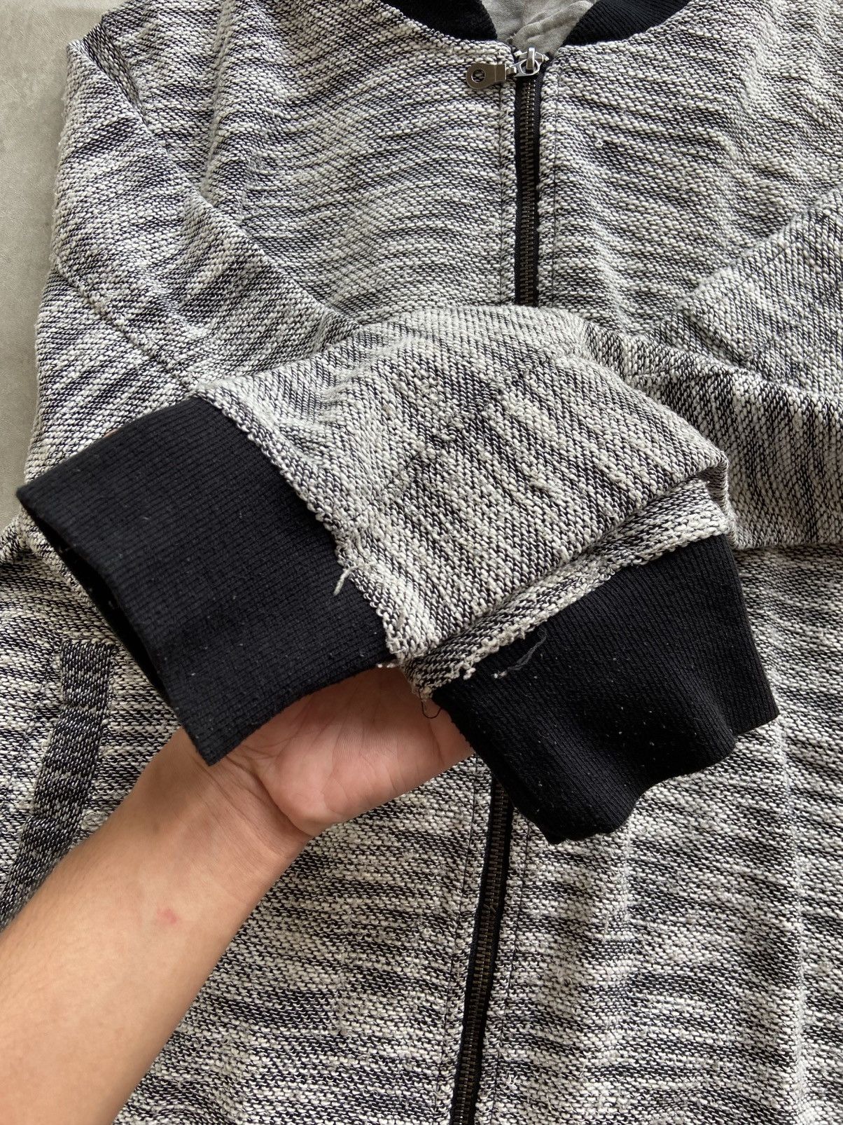 If Six Was Nine × In The Attic × Le Grande Bleu (L.G.B.) In The Attic Homme Grey Black Double Layer Bomber Hoodie Size US L / EU 52-54 / 3 - 3 Thumbnail