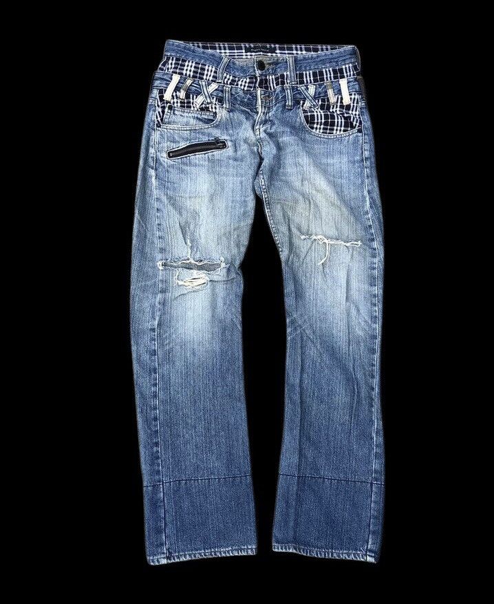 Vintage DOUBLE WAIST DISTRESSED DENIM BY MEMORY SPECIAL Size US 32 / EU 48 - 1 Thumbnail