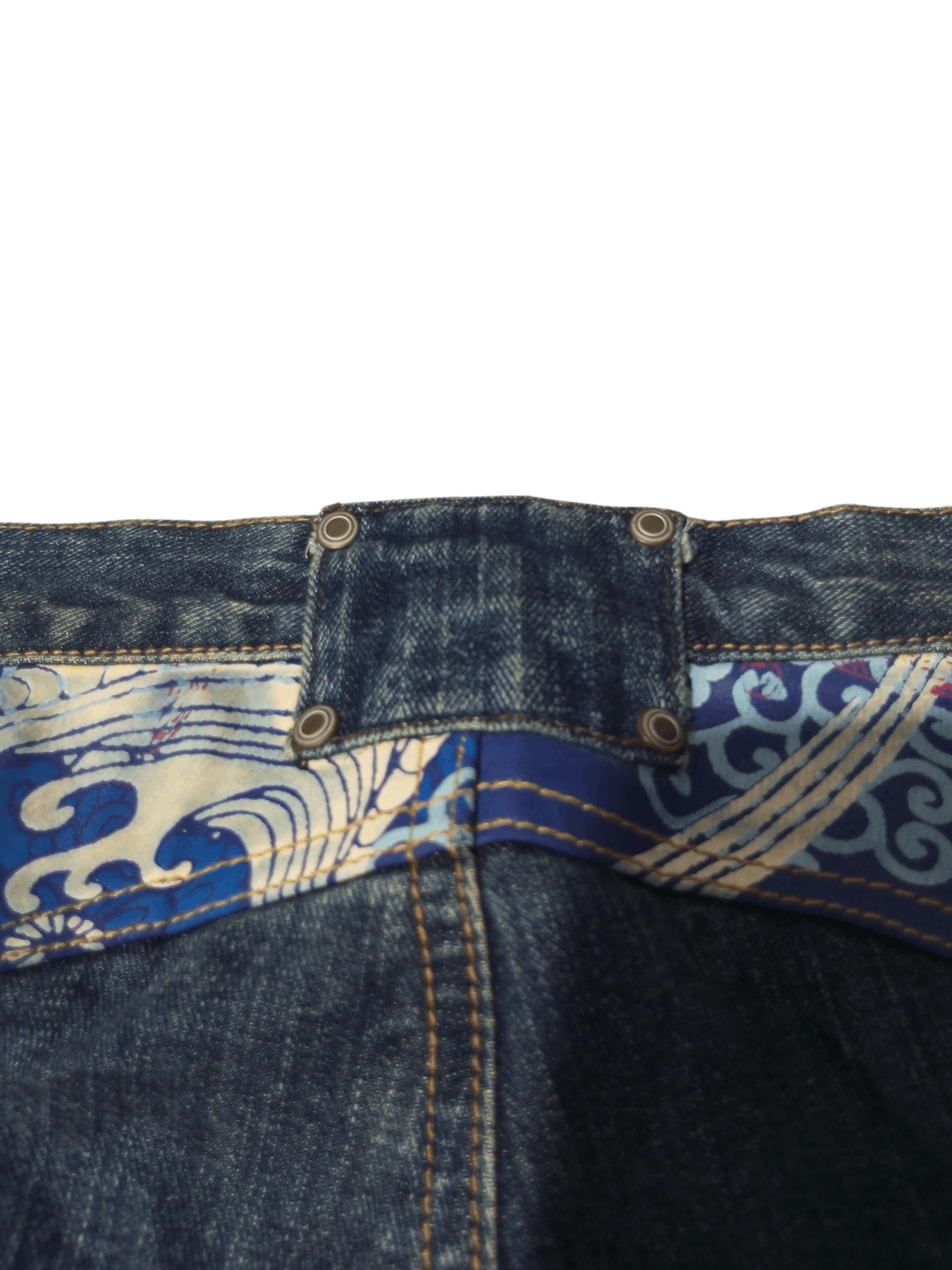 Karakuri Tamashii Vintage exhibitionist embroidery distressed flared denim Size US 33 - 6 Thumbnail