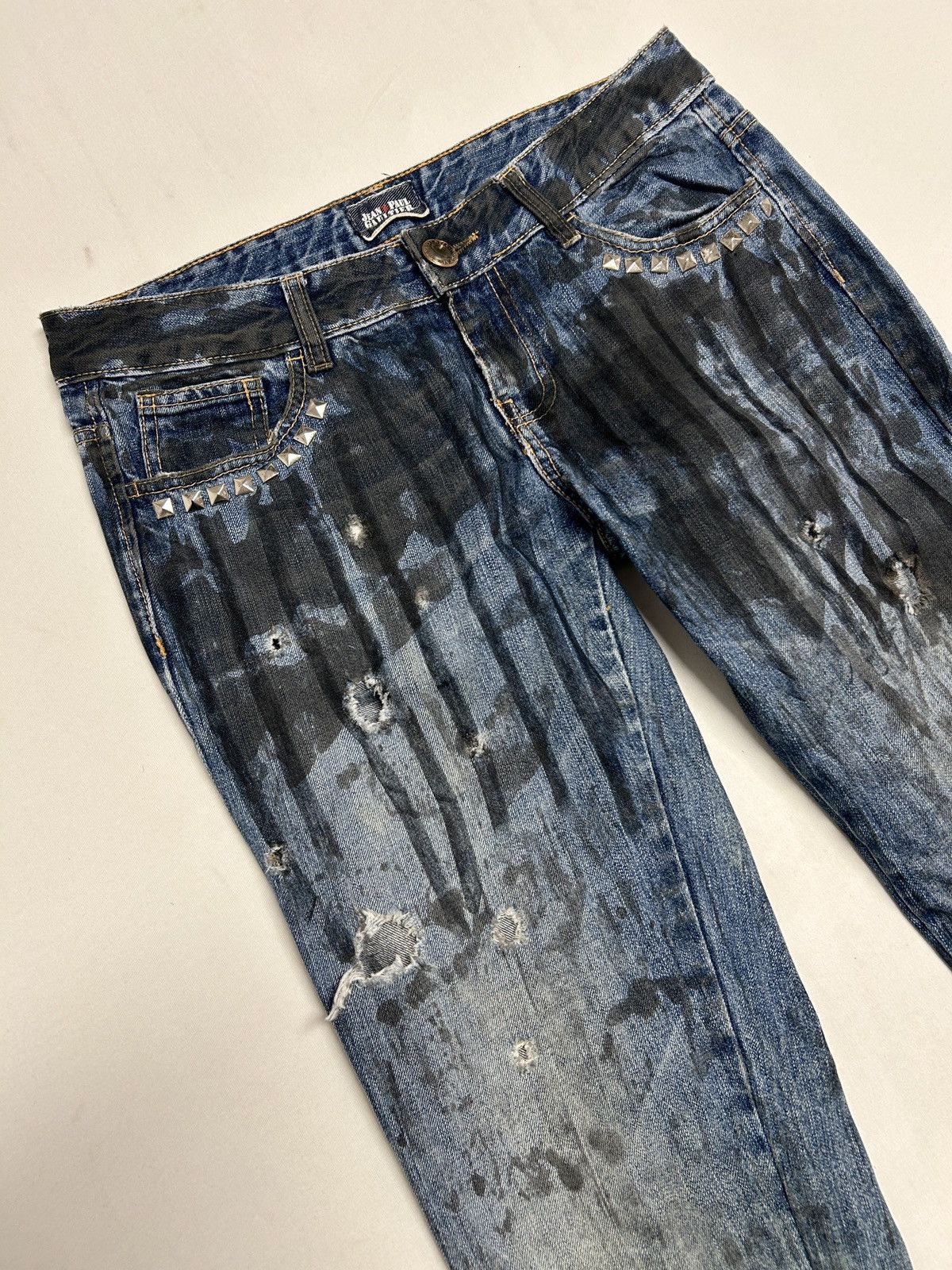 Jean Paul Gaultier 2000s Studded Distressed Denim Size US 31 - 3 Thumbnail