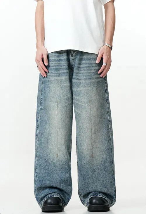 VIBE American retro street loose wide-leg casual straight jeans Size US 32 / EU 48 - 6 Thumbnail