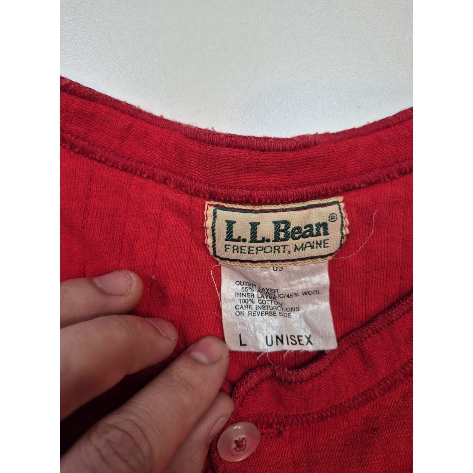 Vintage L.L.Bean Long Johns Mens Large Red Thermal Union Suit USA Base Layer Jersey Wool Cotton Long Underwear Mens Large Red Thermal Union Suit Size 42R - 3 Thumbnail