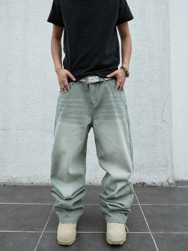 Jean × Streetwear Baggy Washed Wide Leg Denim Jeans | Grailed
