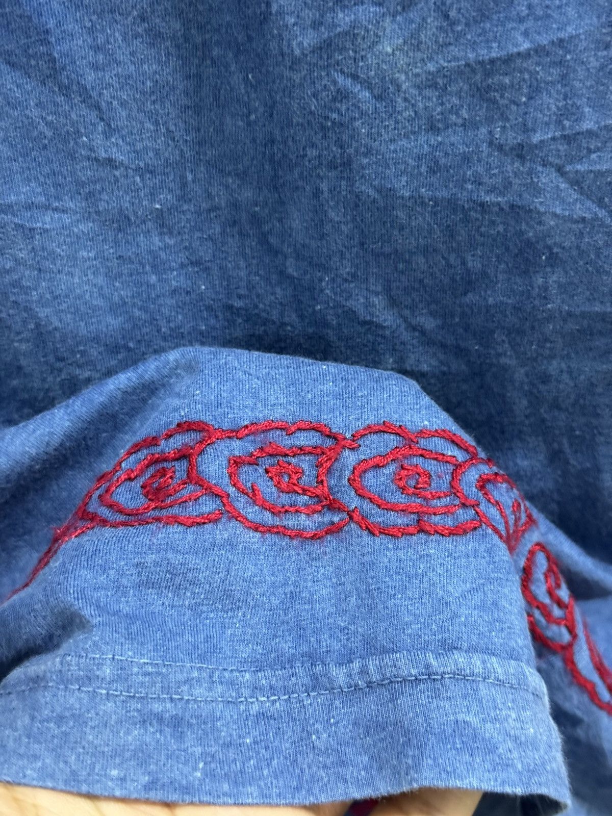 Japanese Brand BLUE WASHED DENIM KAIHARA KOJIMA EMBROIDERY GAIJIN MADE TEE Size US S / EU 44-46 / 1 - 6 Thumbnail