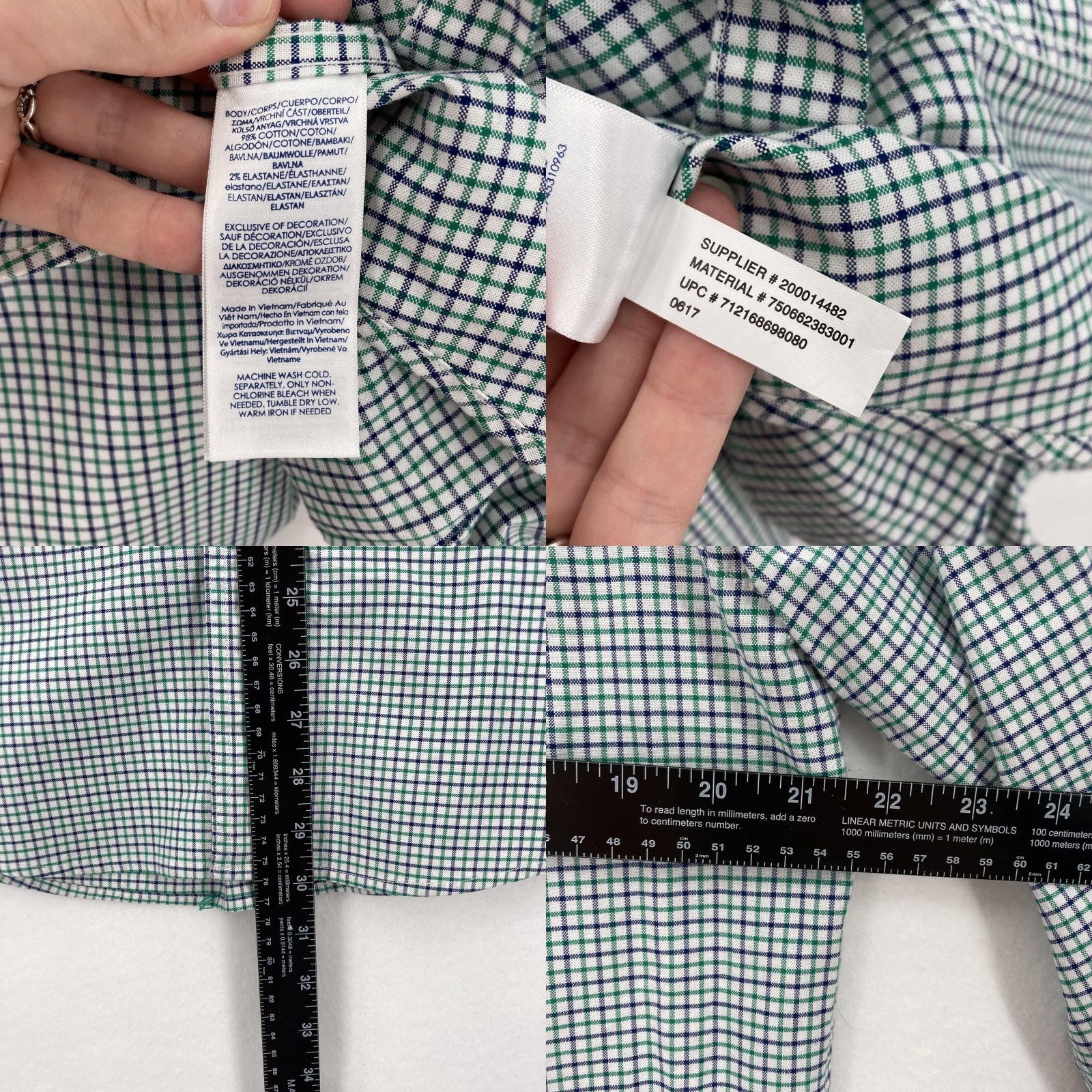 Chaps Chaps Shirt Mens Medium Green Blue Plaid Stretch Oxford Button-Down Long Sleeve Size US M / EU 48-50 / 2 - 8 Thumbnail