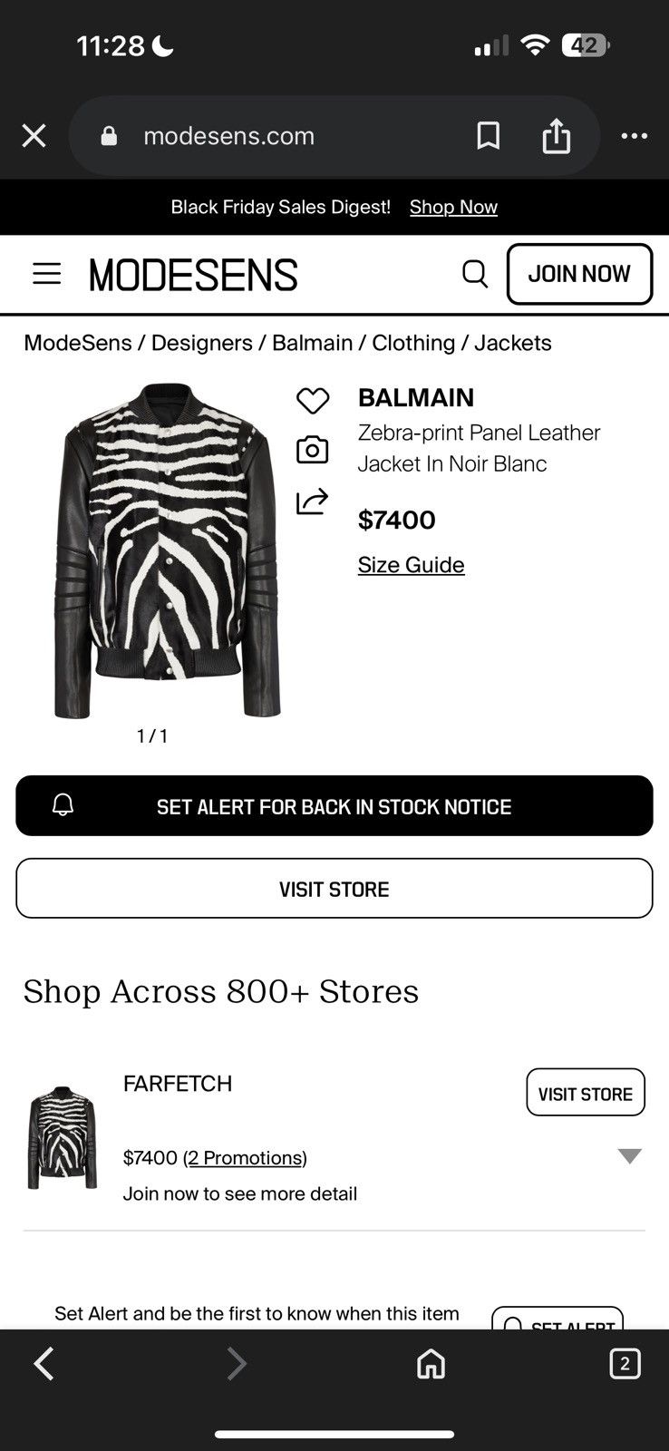 Balmain Lambskin and calf hair Zebra Print Bomber Size US M / EU 48-50 / 2 - 14 Thumbnail