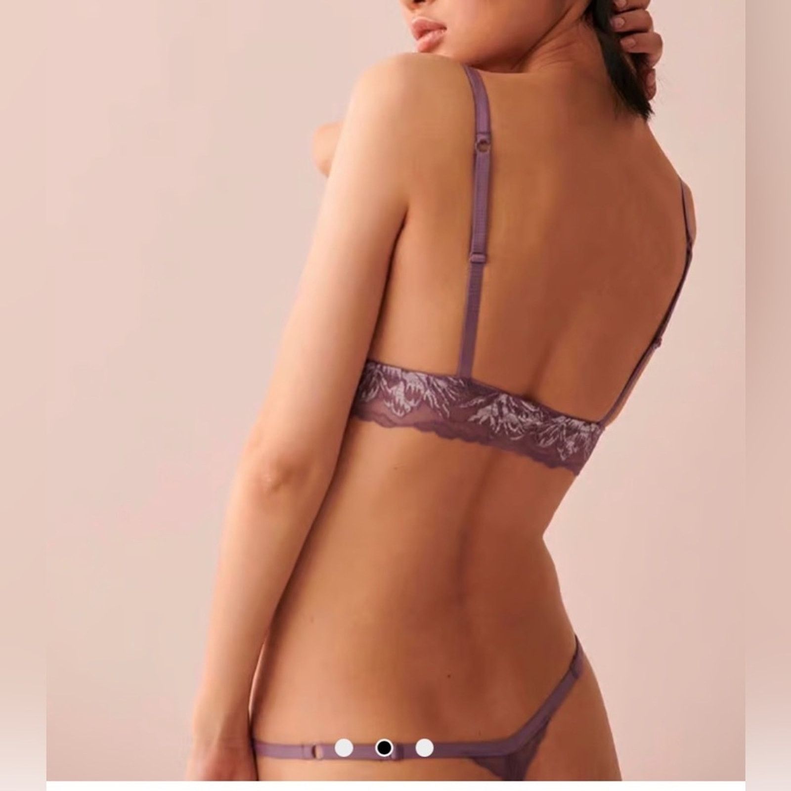 Other Lace Triangle Bralette & Thong Set — Dusty Mauve size S Size ONE SIZE - 2 Thumbnail