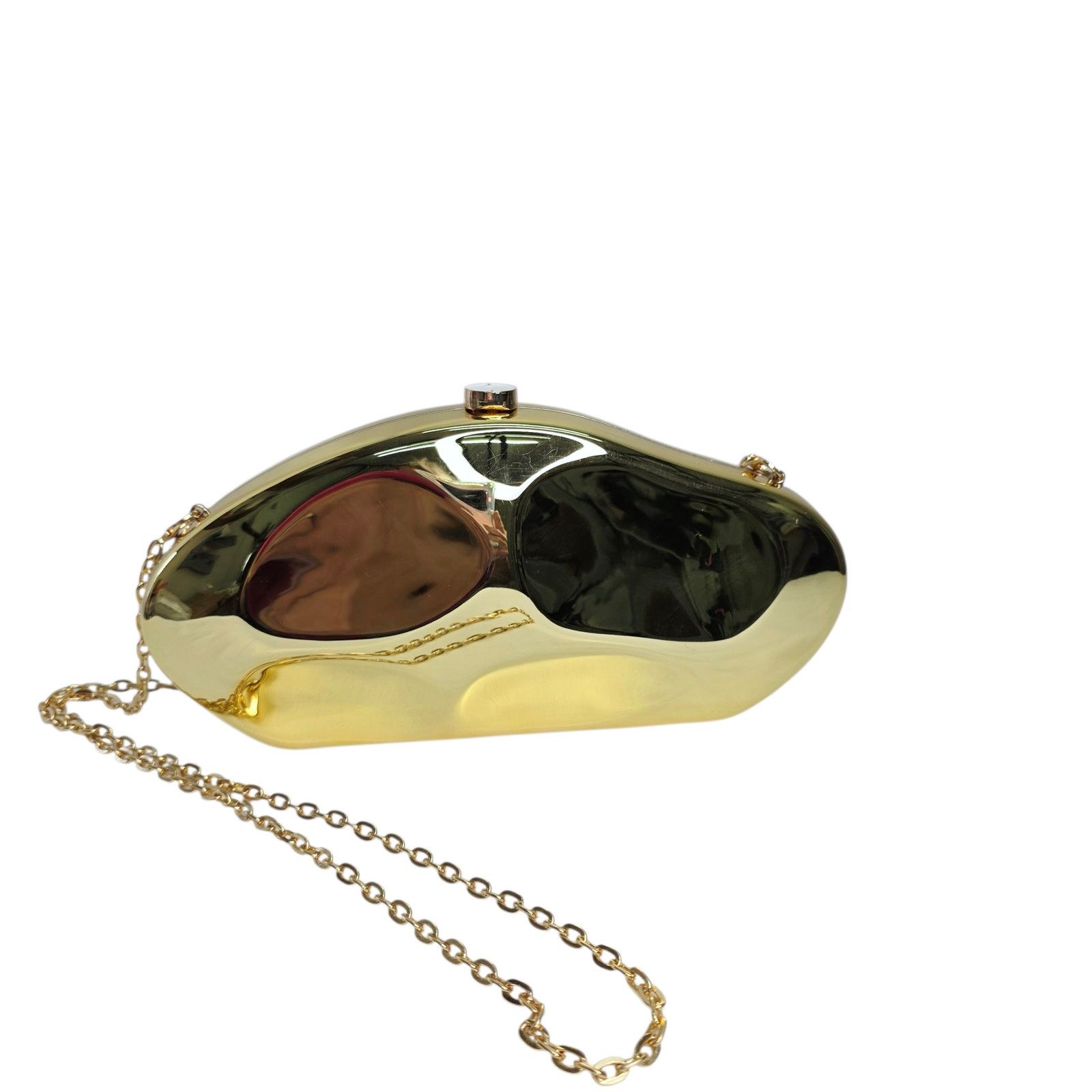 Gold Acrylic Clutch Purse Shell With Chain, Women's