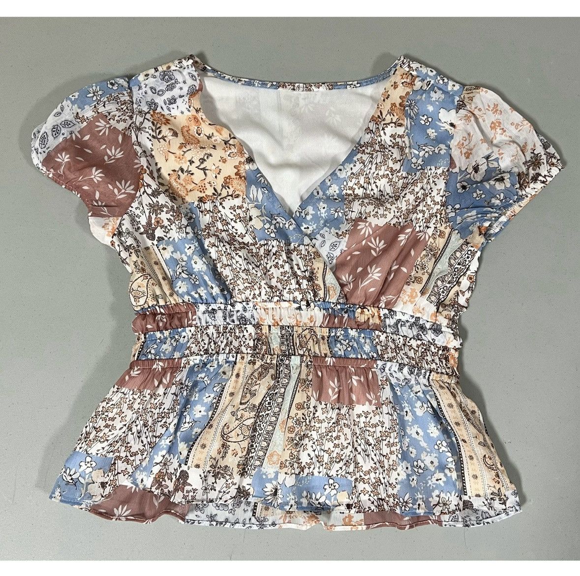 Free People Orange Paisley Floral Babydoll Shirt Top Blouse Size S 🌼✨ Size S / US 4 / IT 40 - 2 Thumbnail