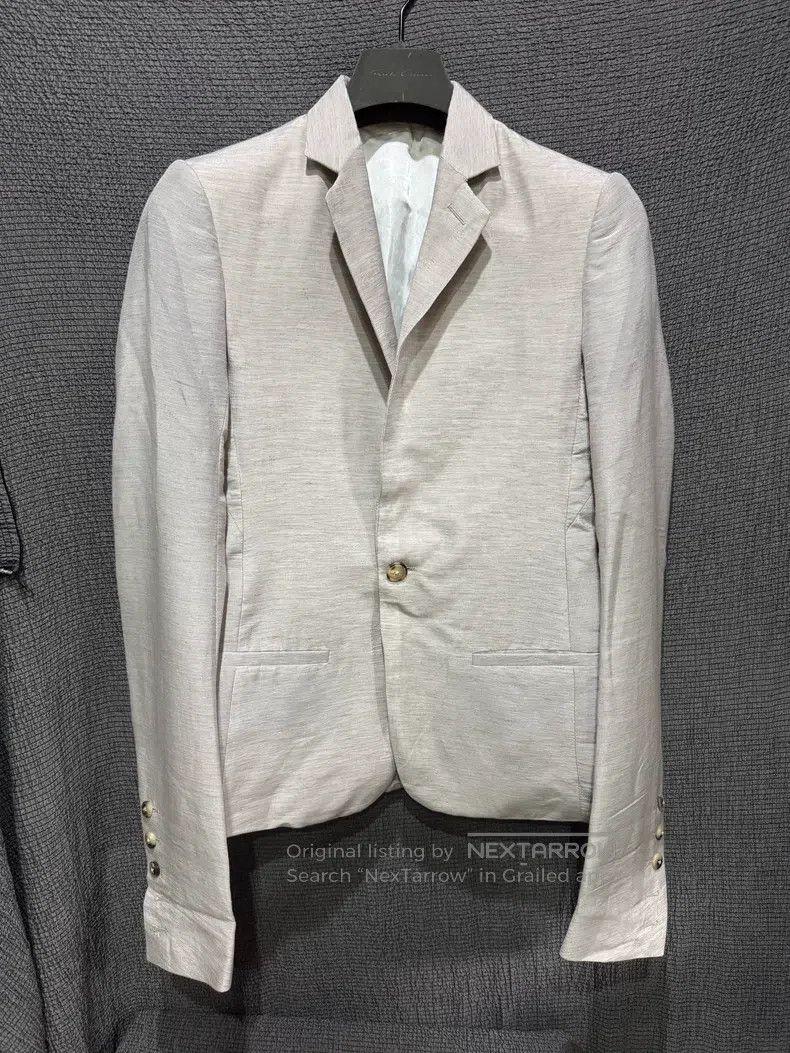 Rick Owens Rick Owens 14ss main-line silk-linen-blend one-button doub Size US S / EU 44-46 / 1 - 1 Thumbnail