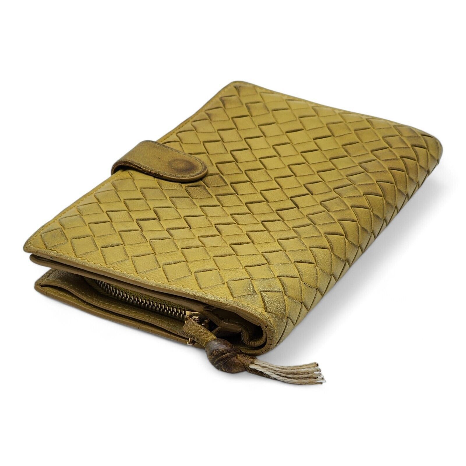 Bottega Veneta Intrecciato Woven Leather Continental Wallet Yellow Size ONE SIZE - 3 Thumbnail