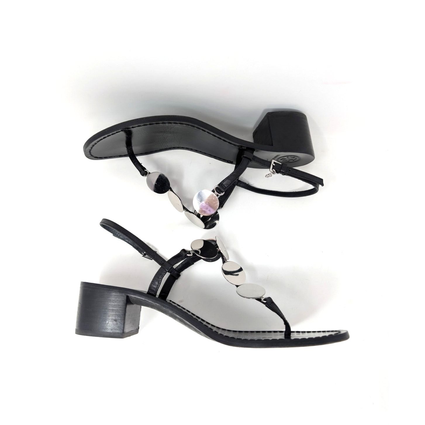 Tory Burch Tory Burch Black Leather Summer Sandals Heels Size 9 Size US 9 / IT 39 - 2 Thumbnail