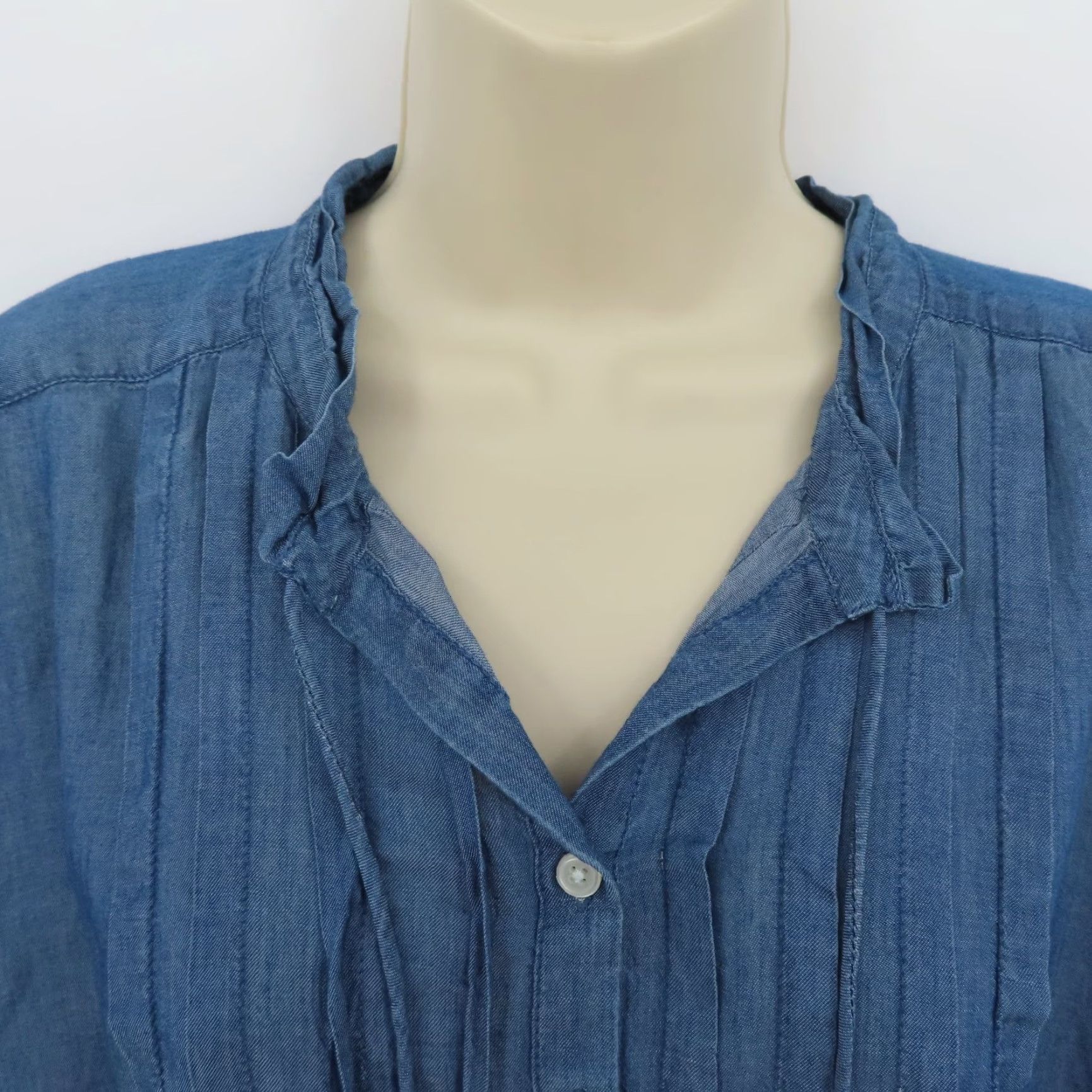 Ann Taylor LOFT Ann Taylor Women XL Softened Shirt Blue Chambray Flowy Top Blouse Size XL / US 12-14 / IT 48-50 - 3 Thumbnail