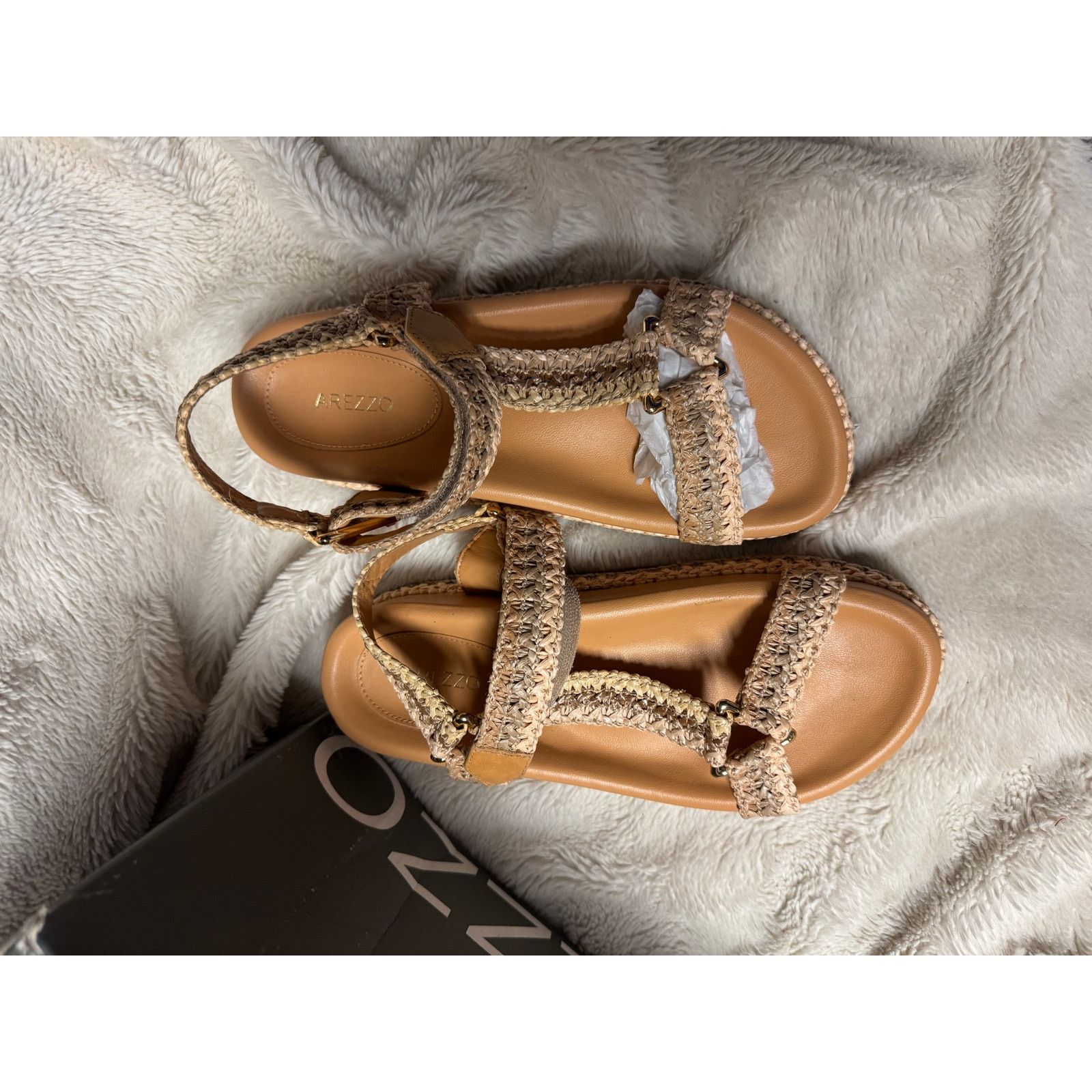 Other Arezzo Natural Woven Platform Sandals Tan Size 7.5 New Size US 7.5 / IT 37.5 - 4 Thumbnail