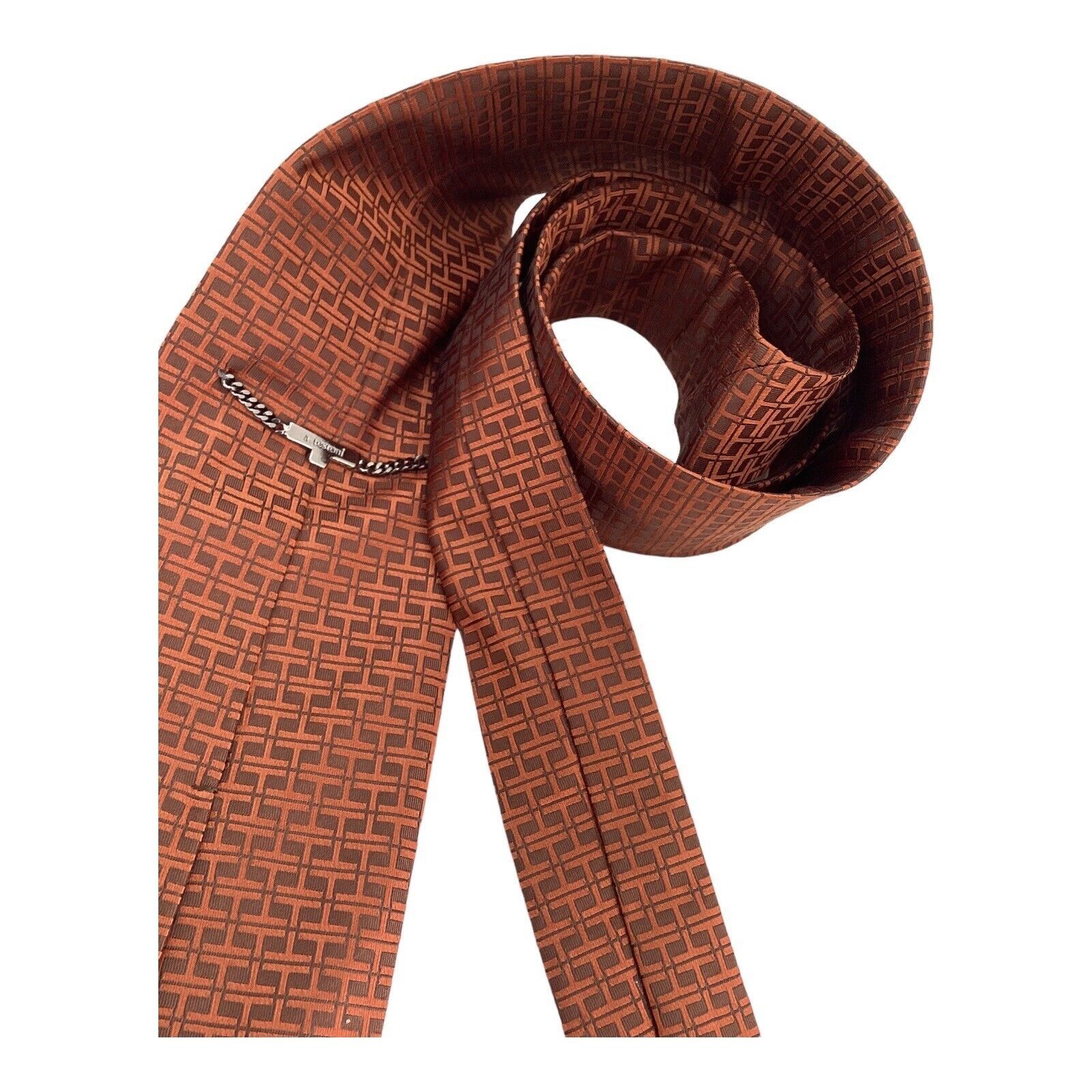 Testoni A.TESTONI Brown Monogrammed " T " Luxury Silk Tie In Italy W Size ONE SIZE - 3 Thumbnail