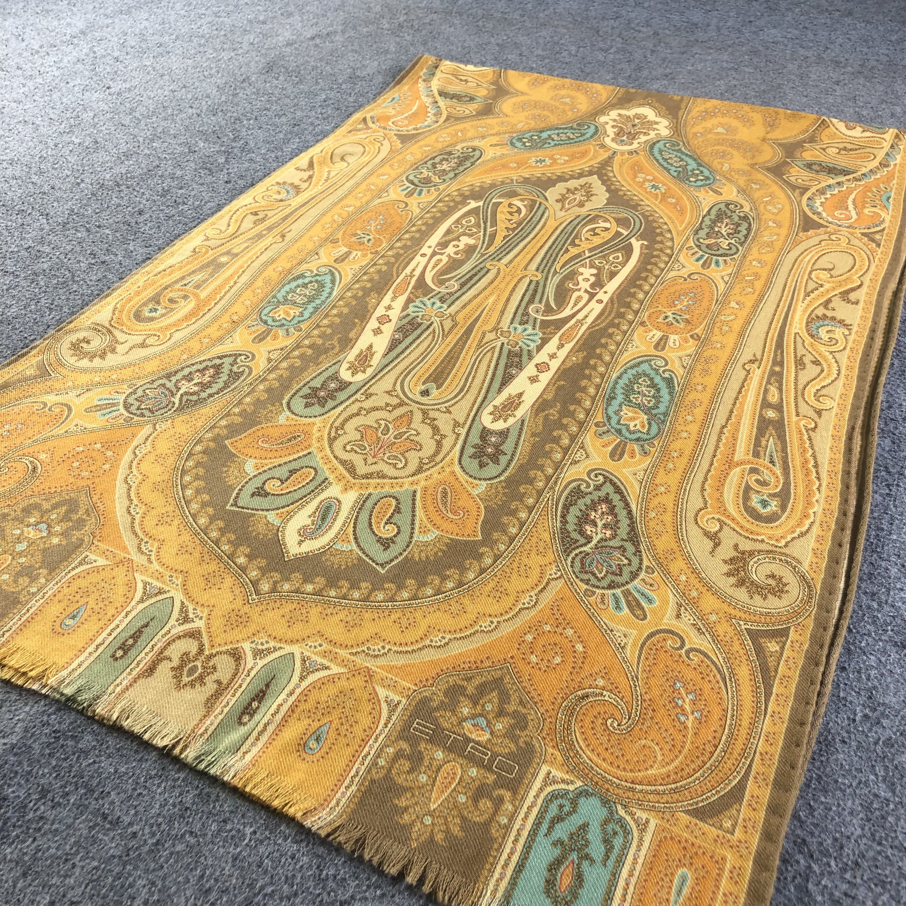 Etro Etro Paisley Wool Silk Stole Scarf Muffler Neck Wrap V1780 Size ONE SIZE - 3 Thumbnail