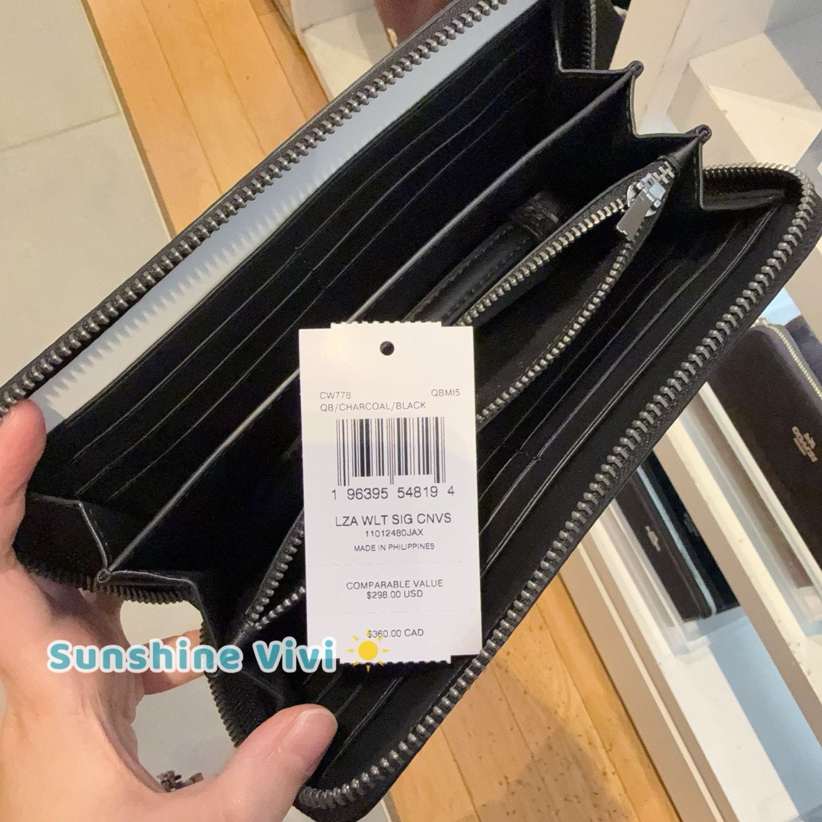Coach NWT Coach Long Zip Around Wallet CW778 CHARCOAL/BLACK Size ONE SIZE - 5 Thumbnail