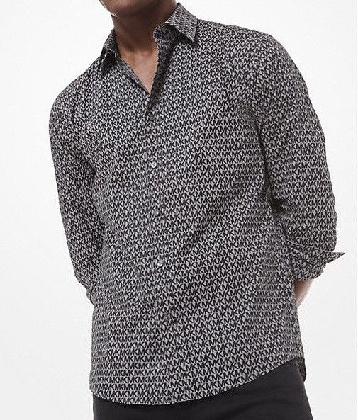 Michael Kors Michael Kors Slim Fit Logo Print Stretch Cotton Shirt Size US S / EU 44-46 / 1 - 10 Thumbnail