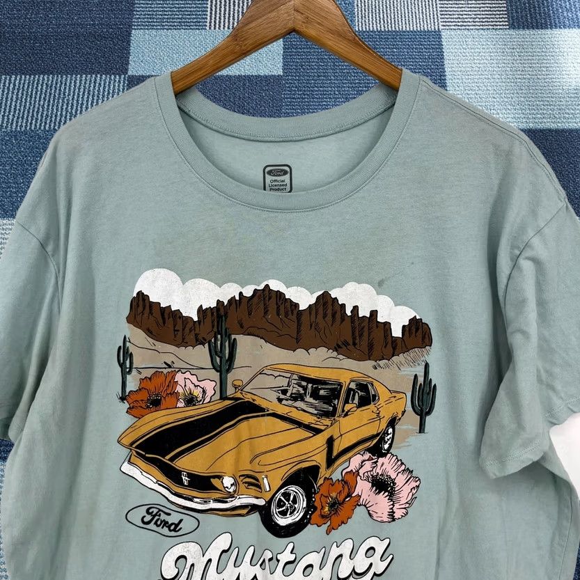 Ford Ford T-Shirt Women 2XL Blue Mustang Car Short Sleeve Round Neck Shirt Women 2XL Blue Mustang Car Size XXL / US 16-18 / IT 52-54 - 1 Thumbnail
