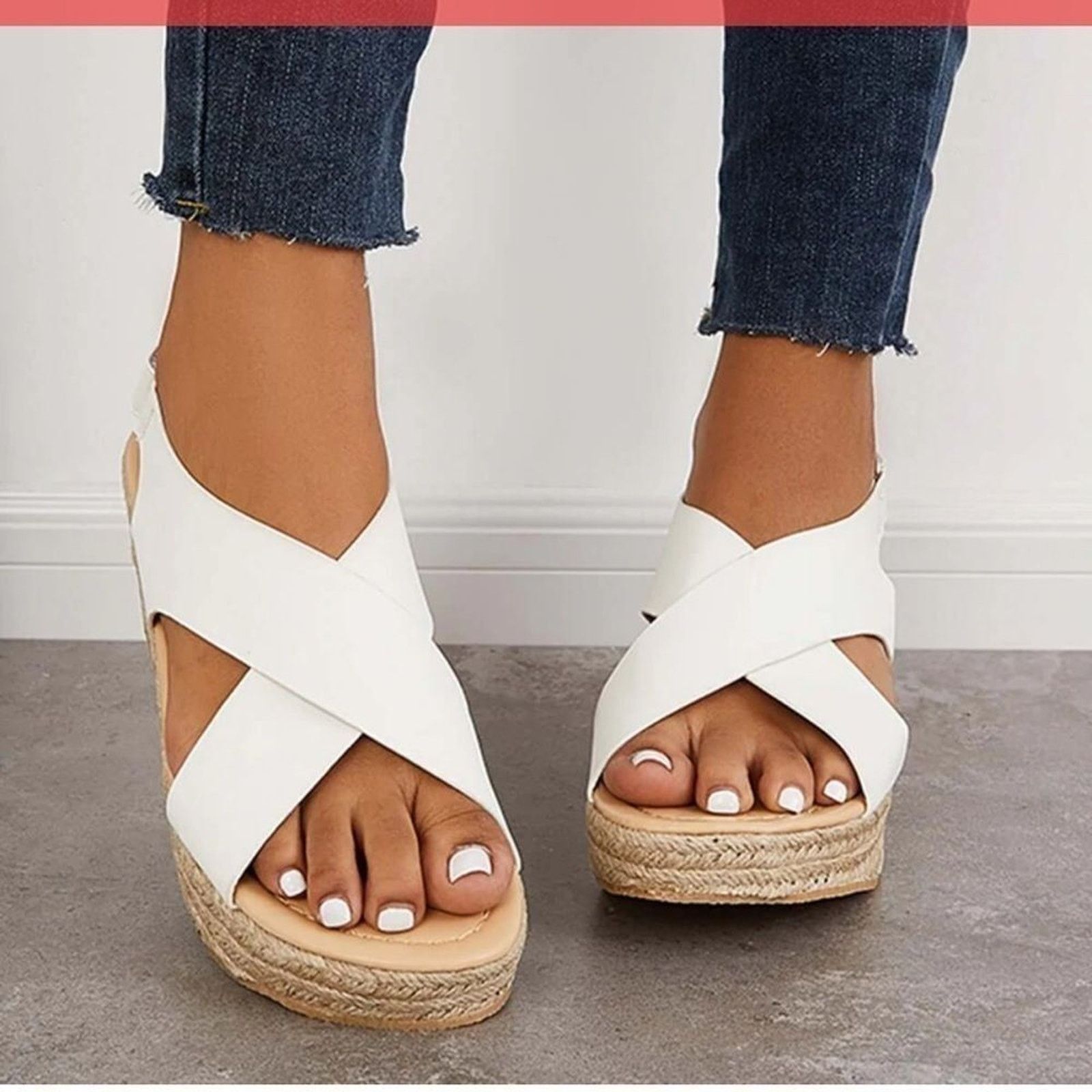 Other Lily White Criss Cross Espadrille Sandals sz 9 NEW #U-65 Size US 9 / IT 39 - 4 Thumbnail