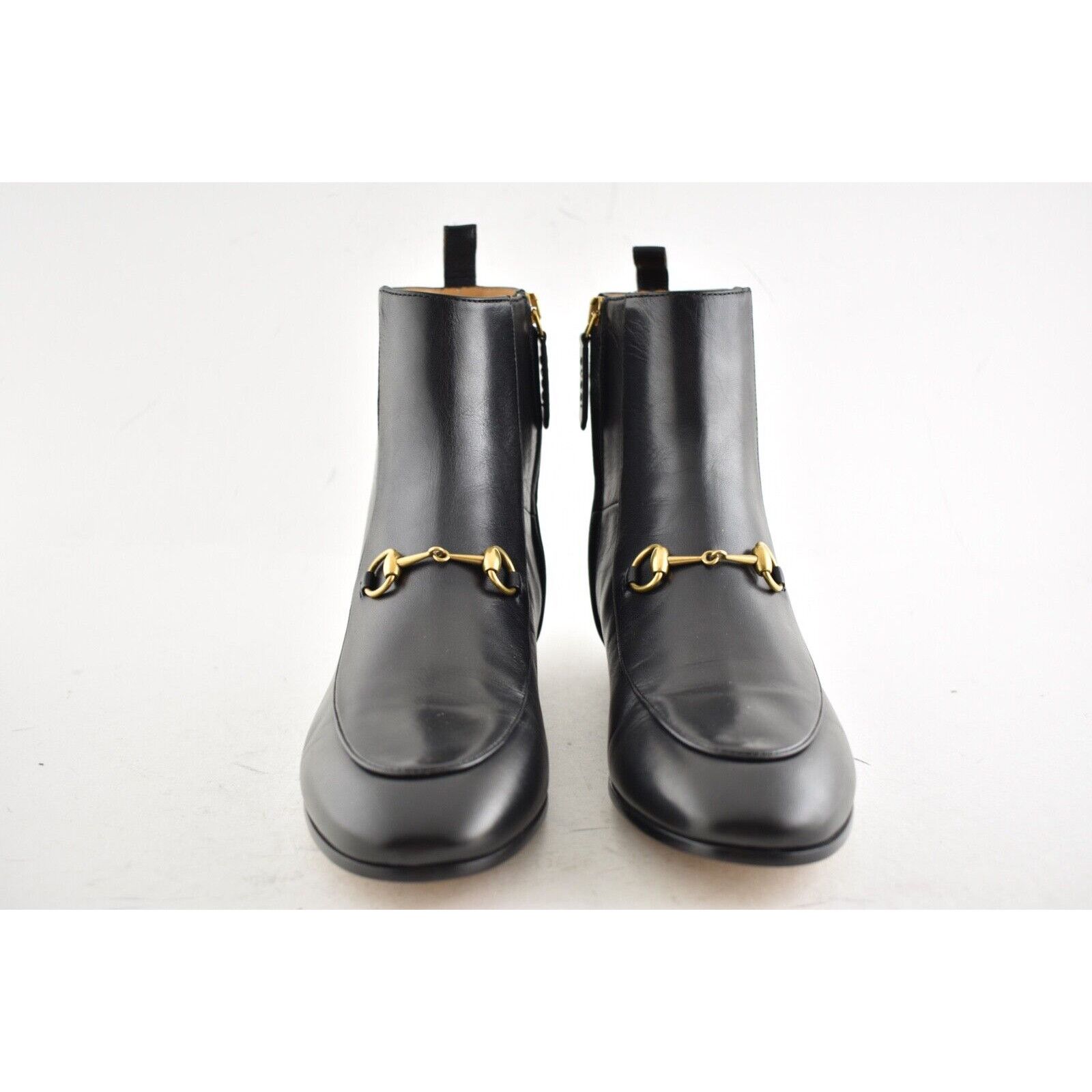 Gucci Gucci New Jordaan Black Leather Horsebit Short Chelsea Size US 5 / IT 35 - 6 Thumbnail