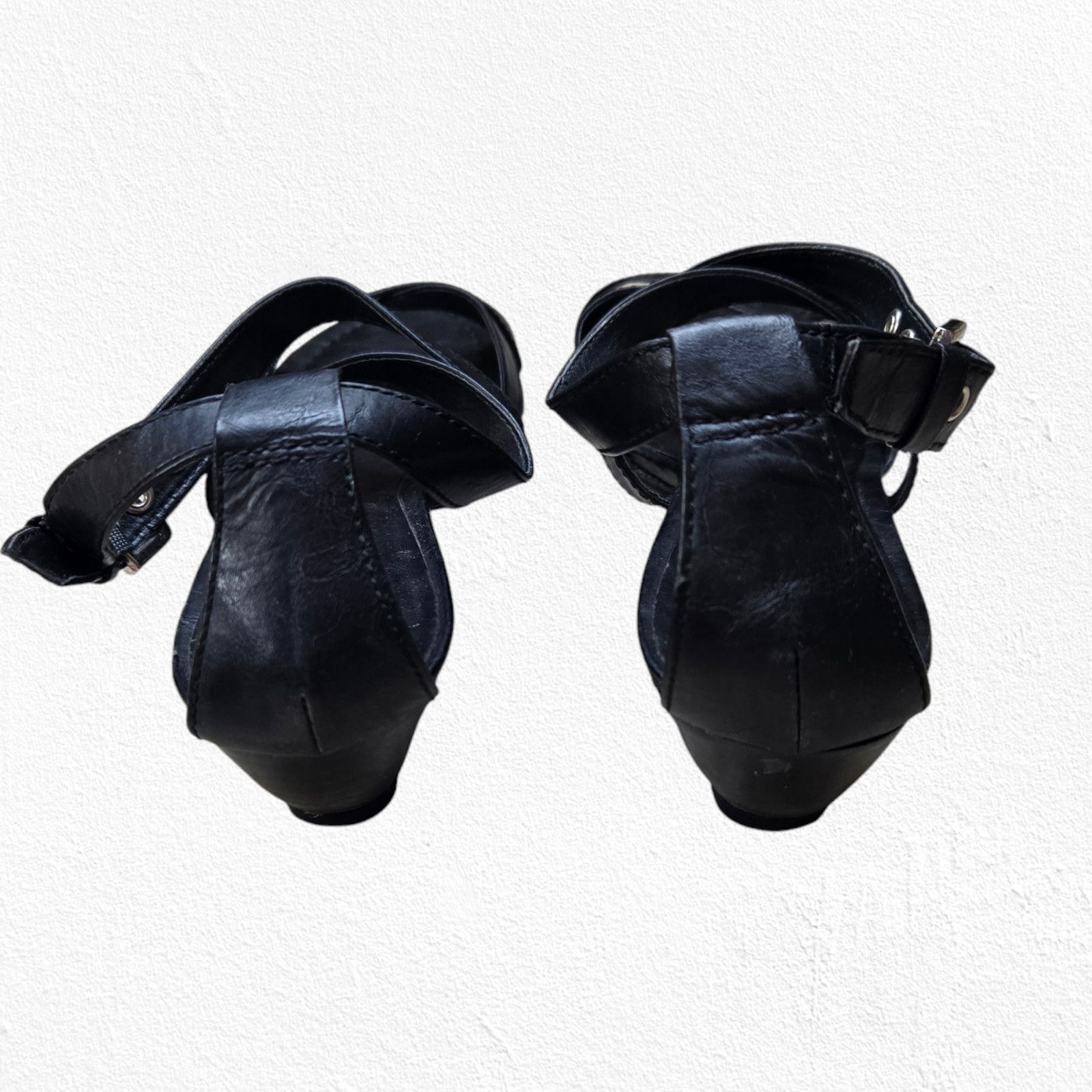 Franco Sarto Franco Sarto Black Strappy Open Toe Wedge Sandals Size 7 Size US 7 / IT 37 - 5 Thumbnail