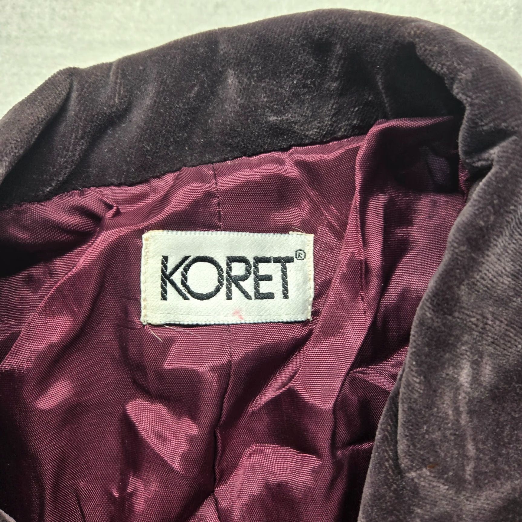 Vintage Koret Of California Jacket Burgundy Velvet Womens Blazer with Pockets Vintage M Size M / US 6-8 / IT 42-44 - 3 Thumbnail